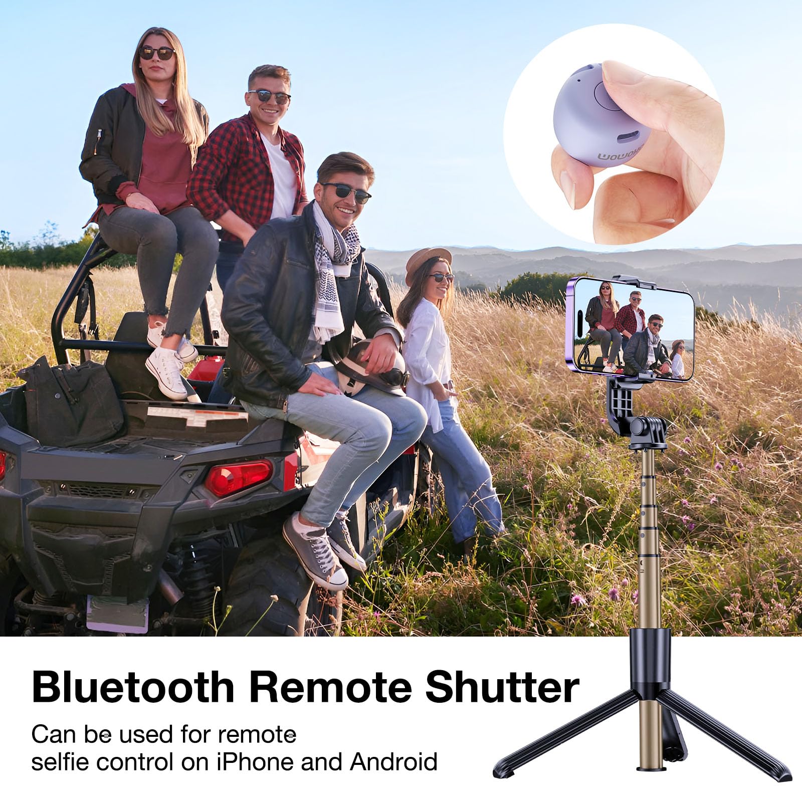 Portable Mini Bluetooth Speaker with Remote Shutter - Wireless Tiny Speaker for Indoor & Outdoor Use, Perfect for Travel, Parties, and Home Entertainment (Purple)
