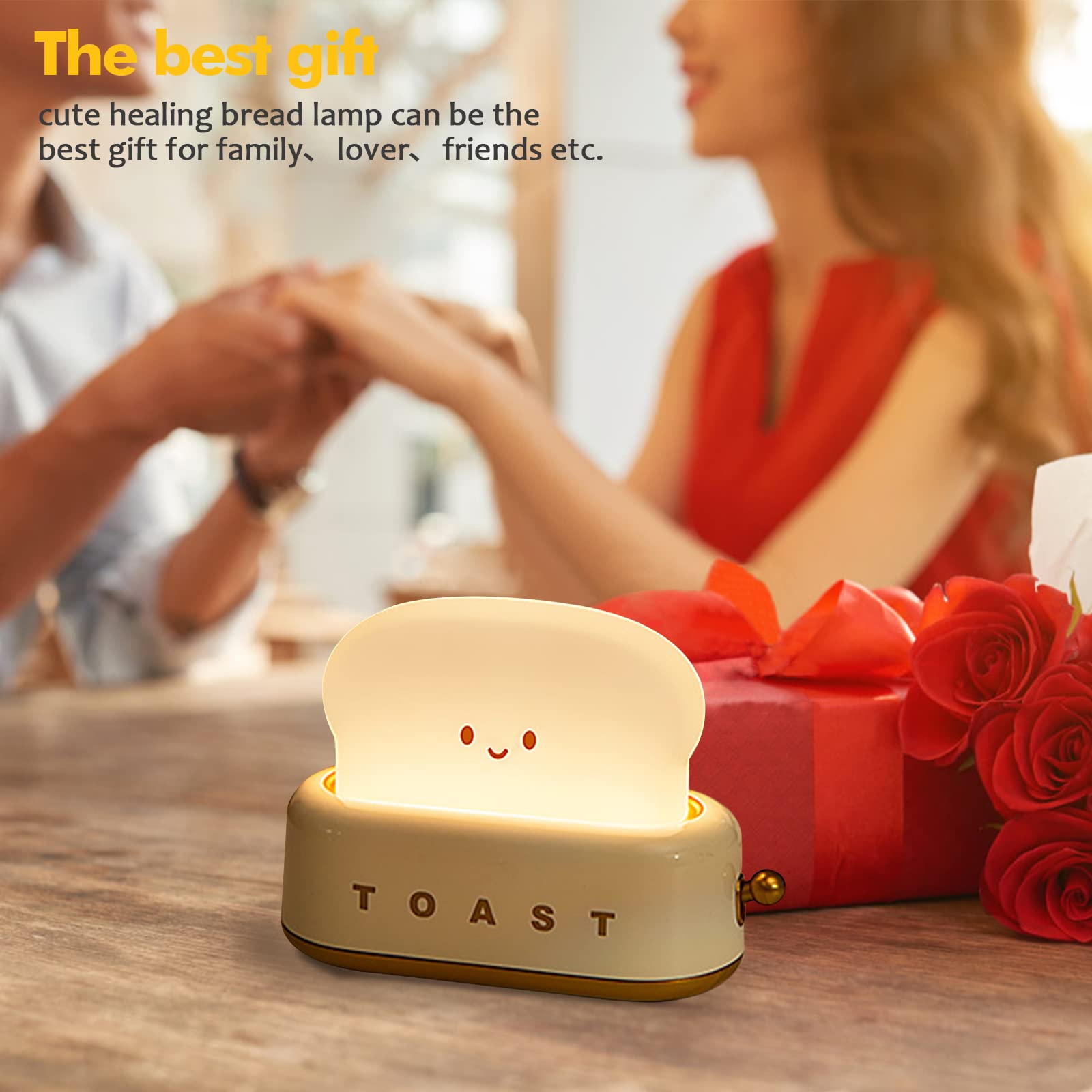 QANYI Small Table Lamp - Cute Toast Bread LED Night Light with Timer & Rechargeable Battery, Warm White Bedside Lamp for Kids Room, Nursery, Dorm - Perfect Birthday Gift for Boys & Girls (Home Decor, Reading Light, Nightstand Companion)