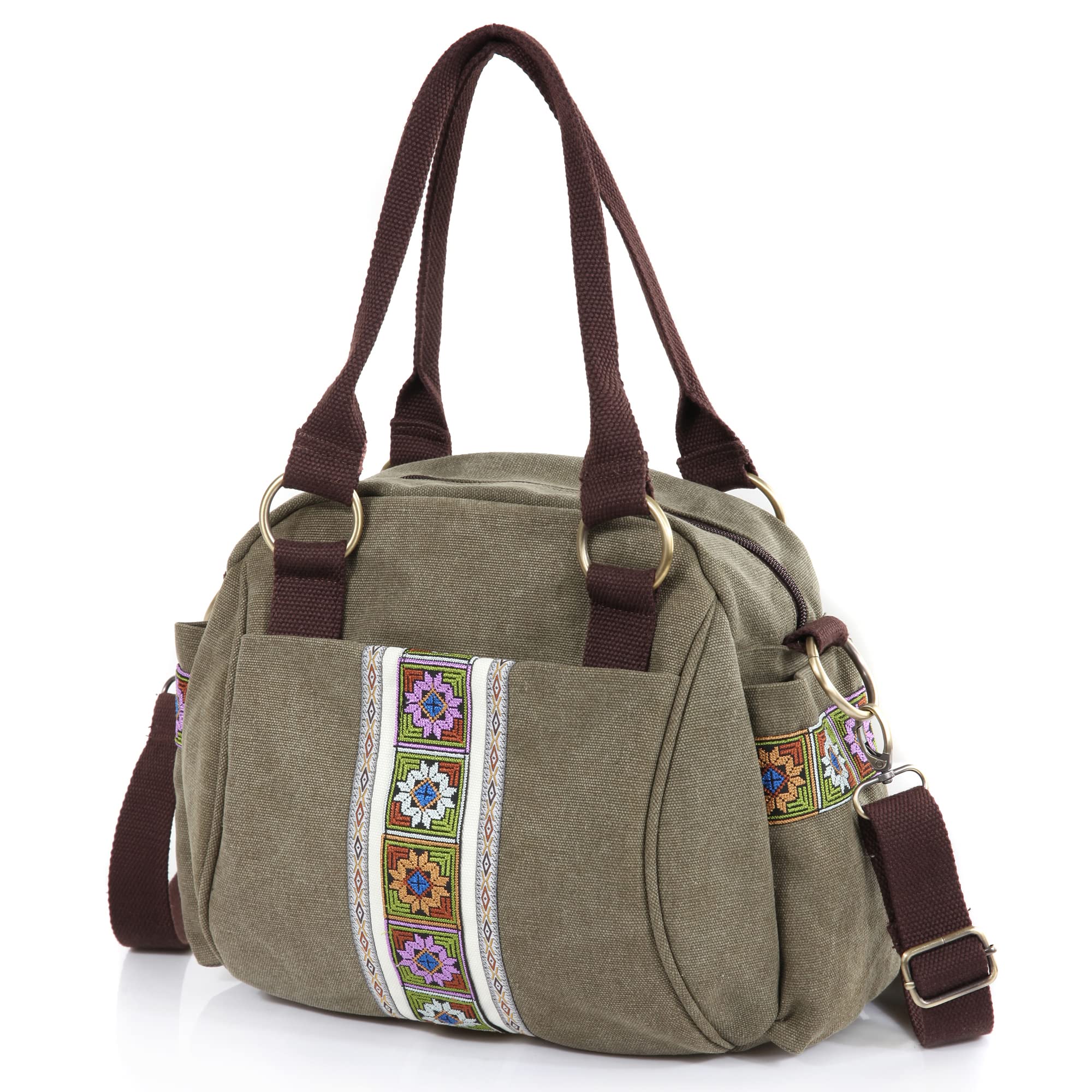 Vintage Women's Canvas Top-Handle Crossbody Tote Bag - Heavy-Duty Durable Handbag for Work, Travel & Everyday Use