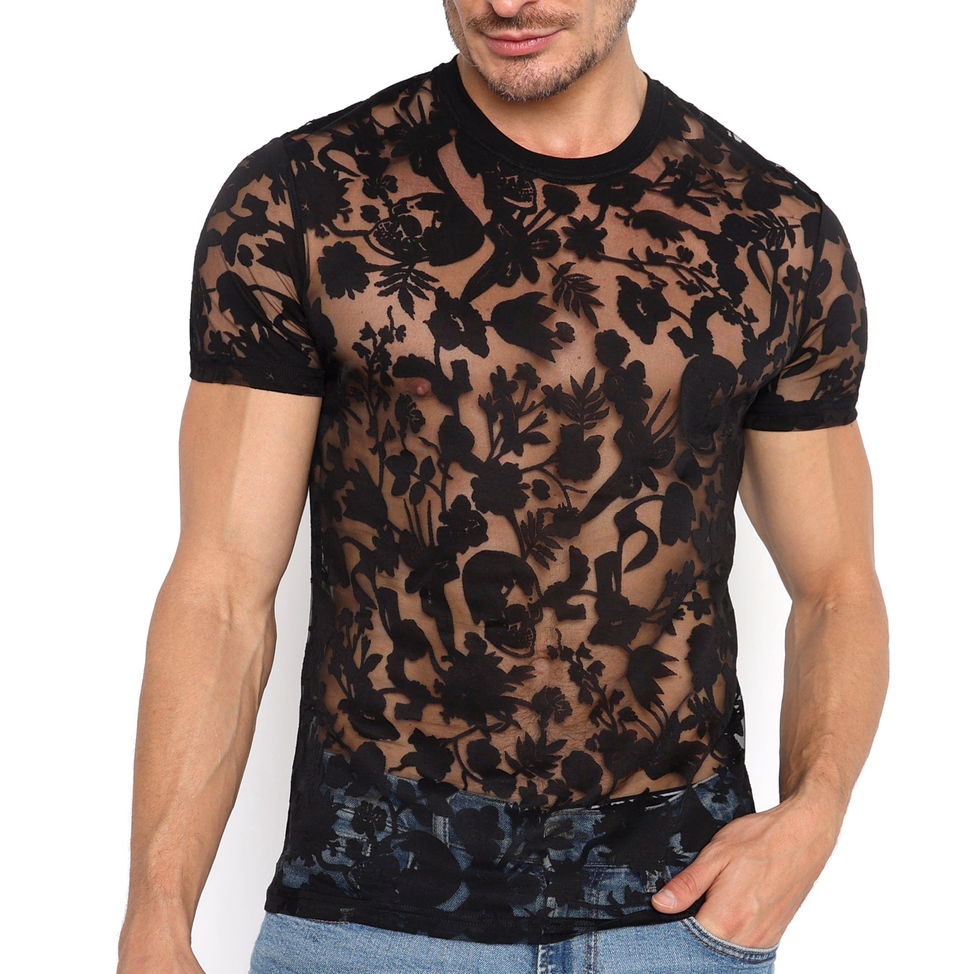 Dutch Floral Burnout Tee - Soft Vintage Black T-Shirt for Women | Boho Chic Summer Top | Perfect for Casual Wear, Music Festivals & Beach Outfits