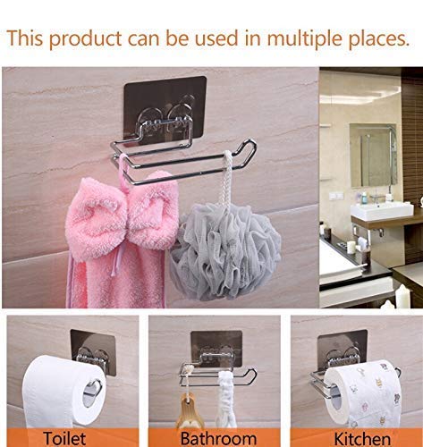 ZIVIK 2-Pack Stainless Steel Self-Adhesive Toilet Paper Holder - No Drill Wall Mounted Bathroom Tissue Roll Rack - Strong Adhesive for Kitchen, Bathroom, RV (Silver) - Perfect for Small Spaces & Rental Homes