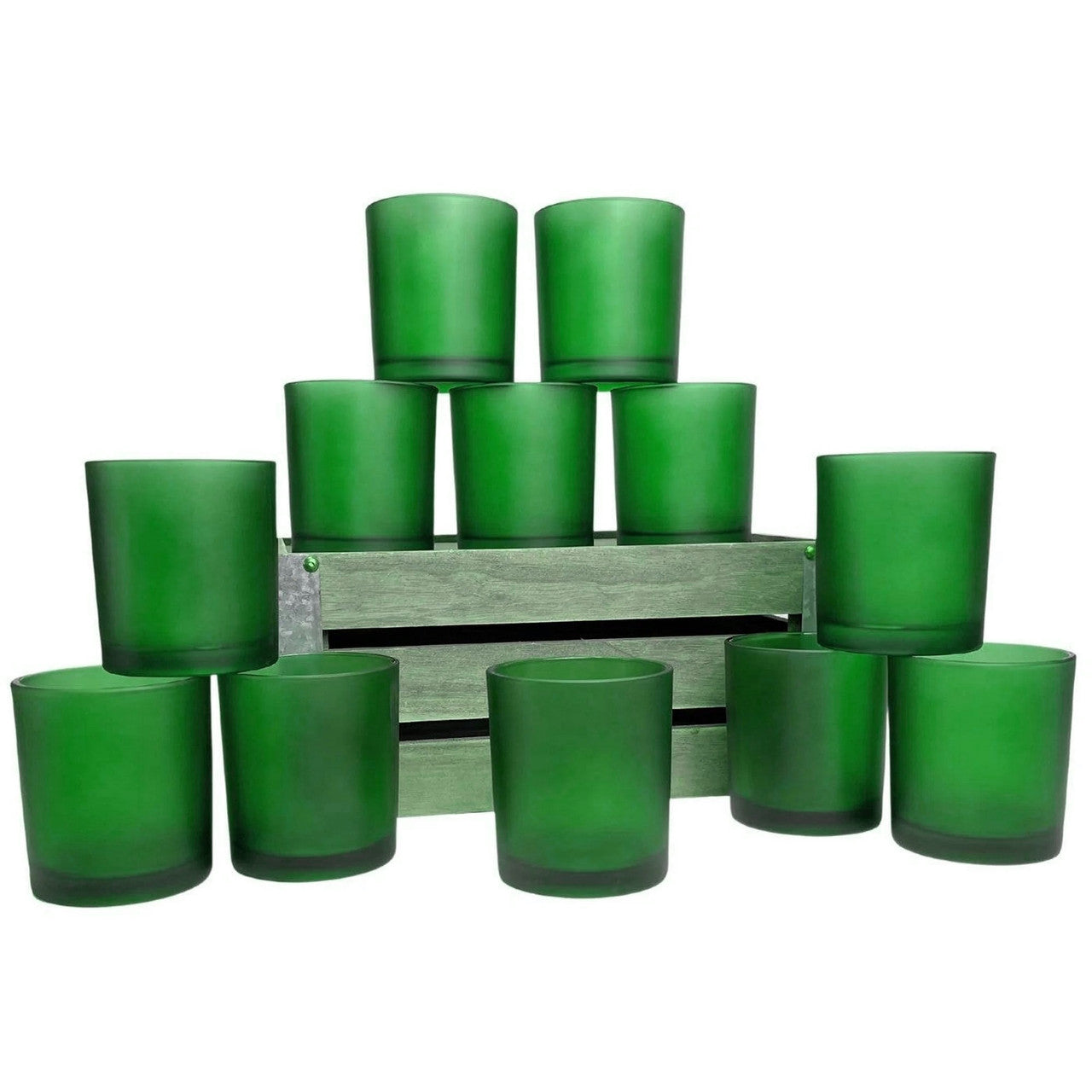 10 Pack Green Frosted Glass Votive Candle Holders - Elegant Table Centerpieces for Christmas, Wedding, Anniversary, Party & Home Decor - Perfect for Romantic Dinners, Holiday Decorations & Special Events