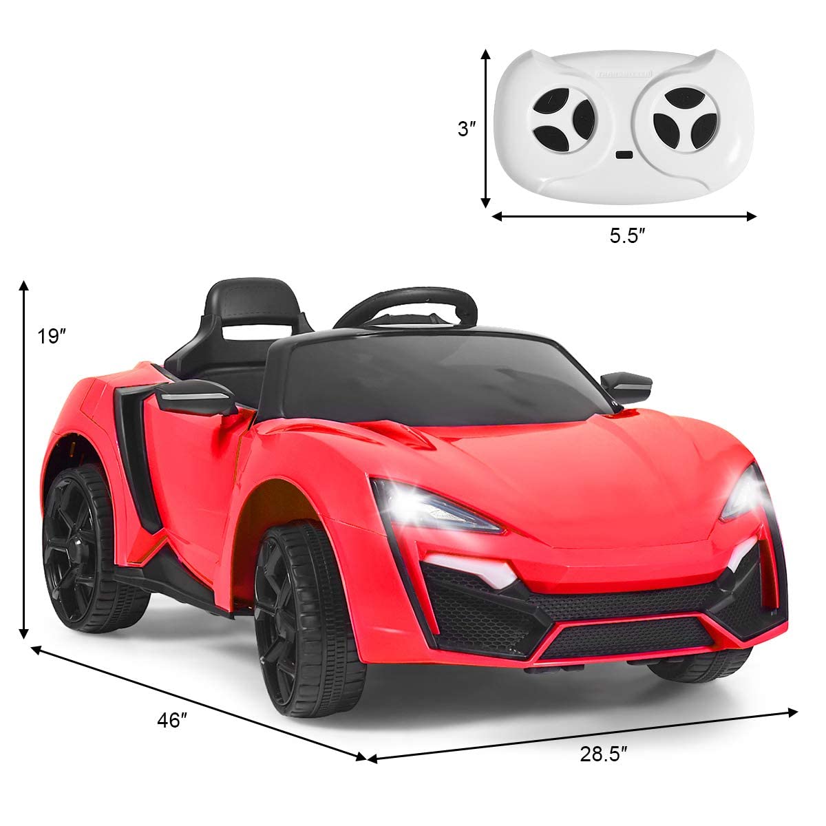 OLAKIDS 12V Kids Electric Ride-On Car with Parental Remote Control, Spring Suspension, LED Lights & Music - 4-Wheel Battery-Powered Toy Vehicle for Toddlers (Red) | Perfect for Indoor Play, Outdoor Adventures & Birthday Gifts