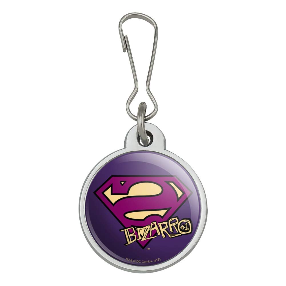 Superman Bizarro Shield Logo Jacket Handbag Purse Luggage Backpack Zipper Pull Charm - DC Comics Superhero Accessories for Cosplay, Travel & Everyday Use