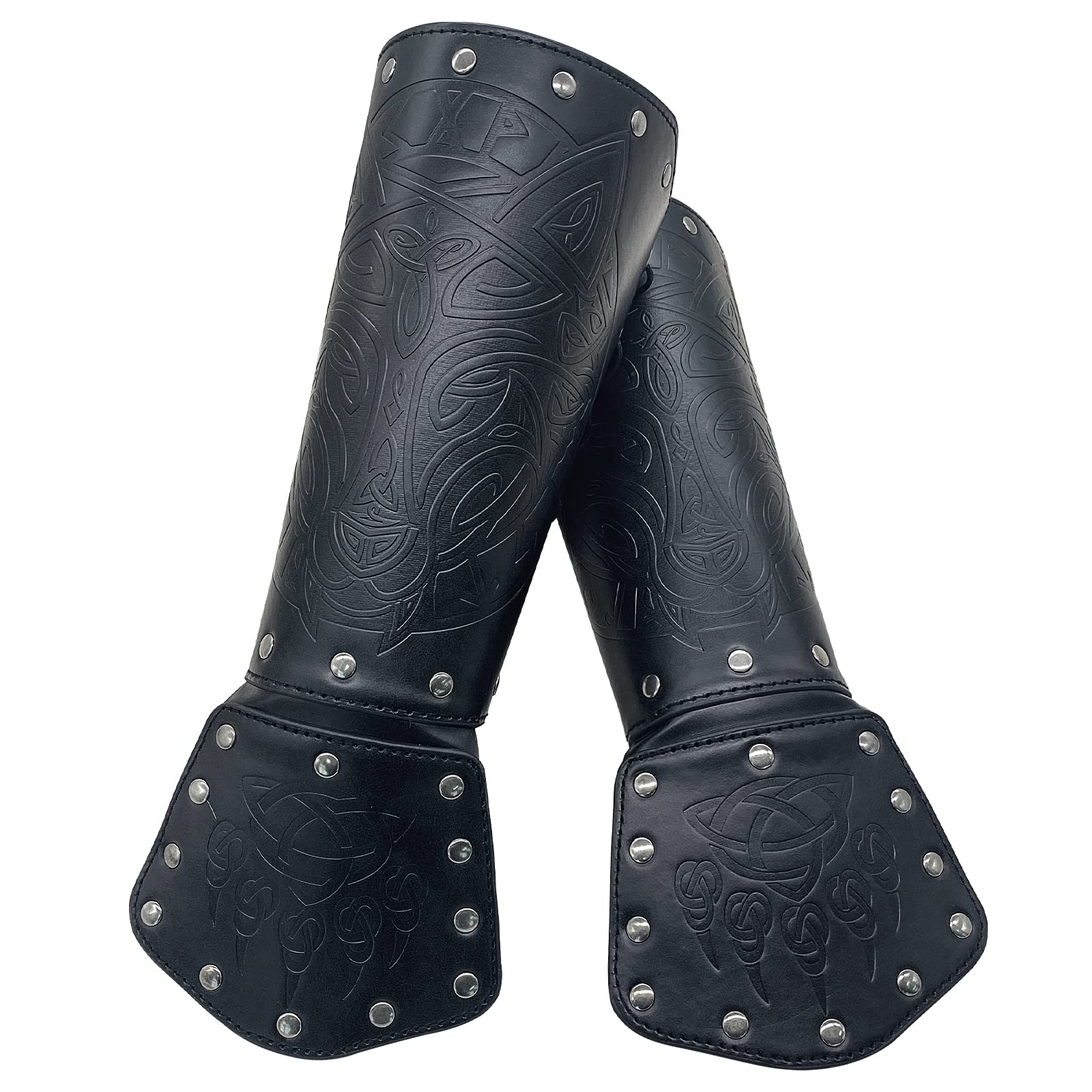 JAOYU Men's Leather Bracers - Medieval Arm Armor Cuffs & Viking Wristbands for Cosplay, LARP, Renaissance Fairs | Unisex Design for Men & Women | Perfect for Halloween Costumes, Historical Reenactments, and Fantasy Events