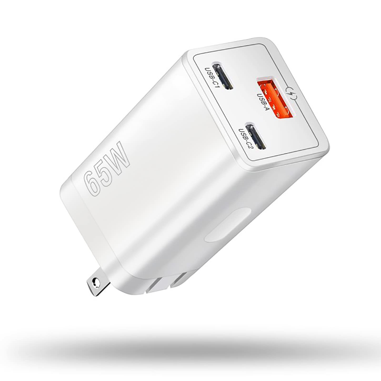 65W USB C Fast Charging Station - 3-Port GaN Foldable Wall Charger with PD for iPhone 14/13/12, Apple Watch, Dell XPS (White) | Compact Travel Charger for Home, Office & On-the-Go Use