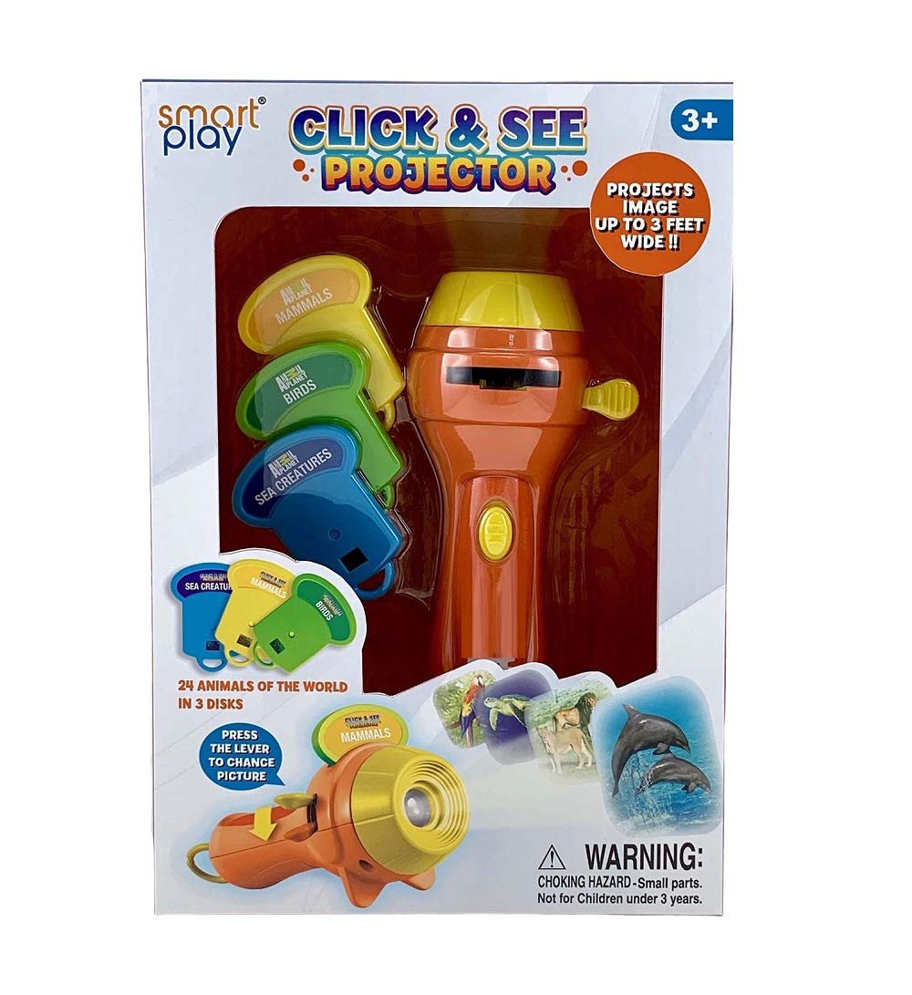 Animal Planet Click and See Projector Toy - Interactive Educational Kids Toy with 24 HD Slides for Learning Animals, Perfect for Classroom, Home & Travel Activities