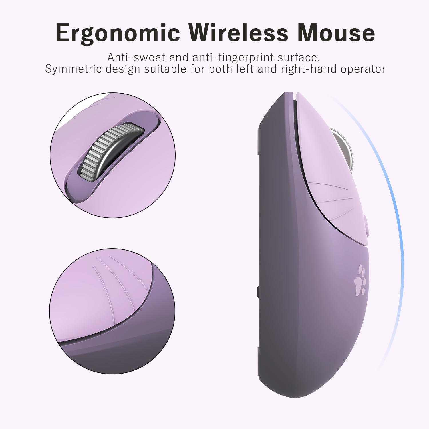 Cute Wireless Cat Mouse - 2.4GHz Silent USB Mouse with Adjustable DPI (800/1200/1600) for Laptop, PC, Notebook - Plug & Play Purple Mouse for Office, Home, Gaming & Work