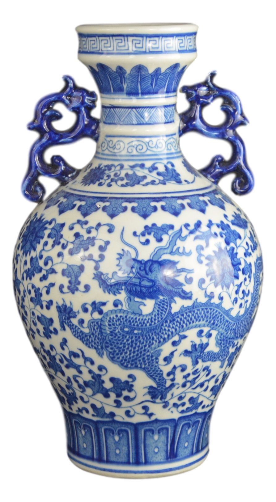Handcrafted Blue and White Dragon Porcelain Vase from Jingdezhen China - Traditional Chinese Ceramic Art for Home Decor, Wedding Gift & Luxury Interior Design