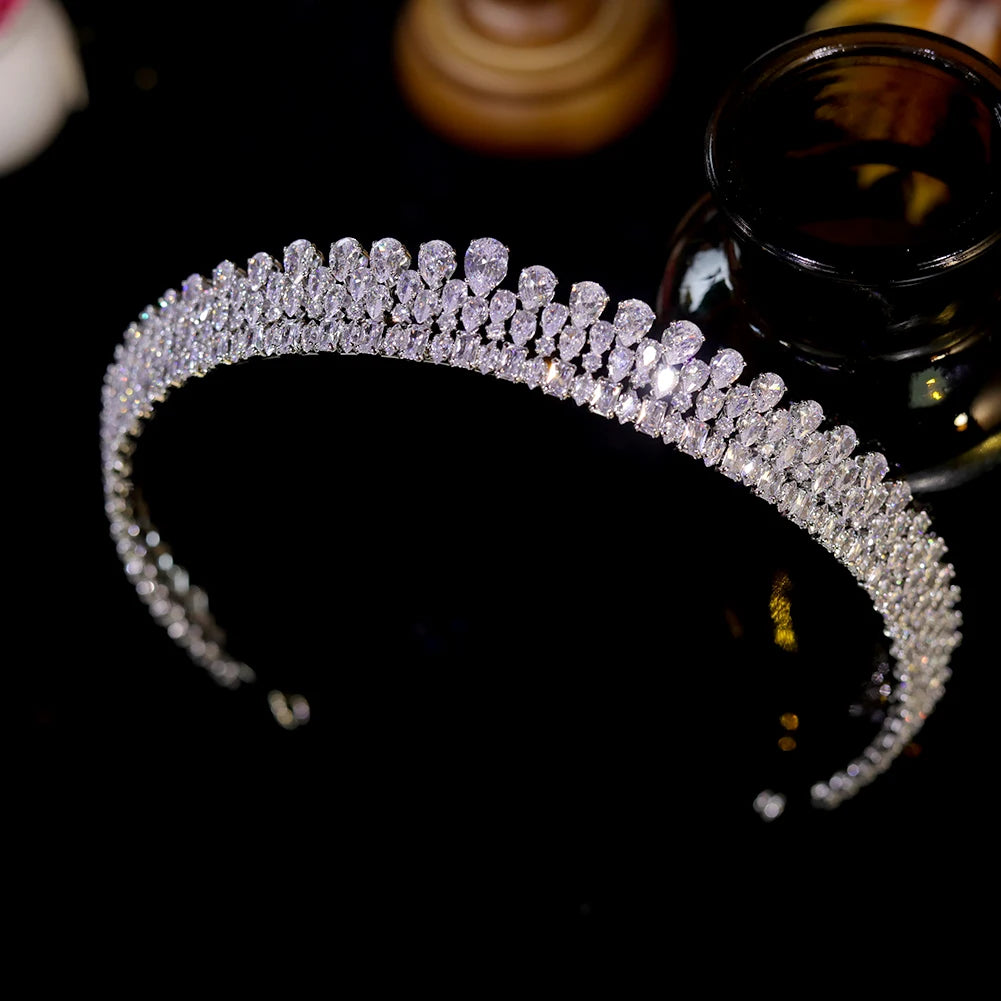 Elegant Crystal Zircon Headband for Girls - Princess Birthday Tiara, Wedding & Party Hair Accessory | Perfect for Birthday Parties, Weddings, Pageants & Special Occasions