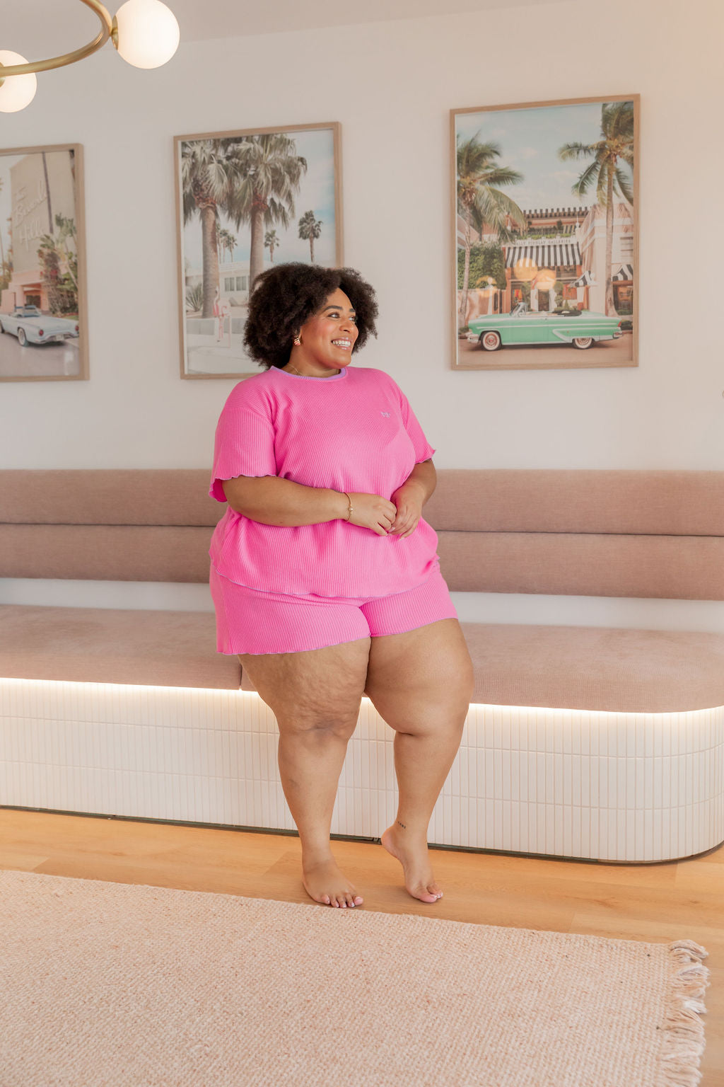 Georgina Waffle Sleepwear Set - Soft & Comfortable Women's Pajama Set in Pink - Perfect for Relaxing at Home, Lounging & Sleepovers