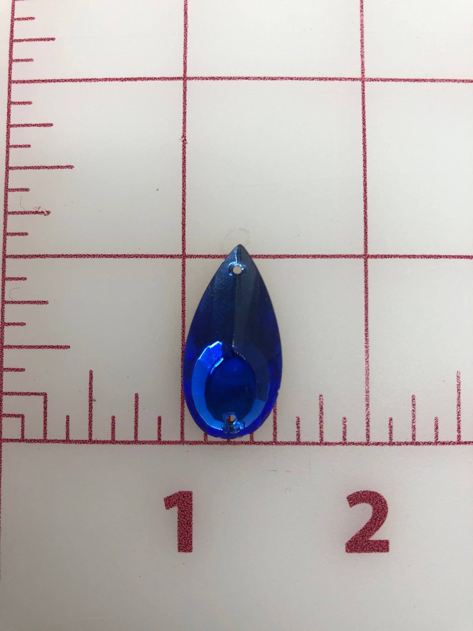 Czech Sapphire Rhinestones 27x14mm Pear Shape Flat Back Sew On - 3 Pack for DIY Jewelry, Wedding Dresses, and Costume Design