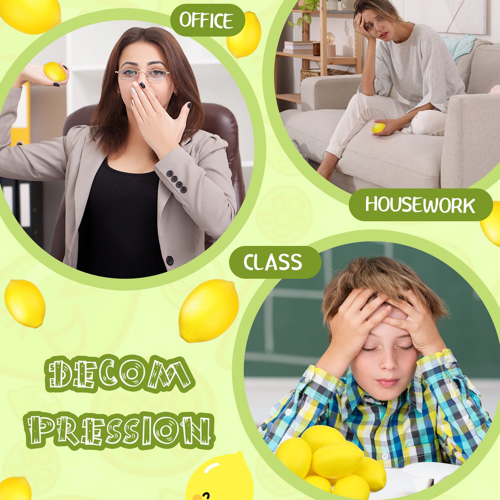 36 Pcs Lemon Stress Relief Toys - Soft PU Foam Squeeze Ball for Anxiety Relief, Party Favors, Classroom Rewards & Home Relaxation - Perfect for School, Office, Party Bag Fillers & Stress Management