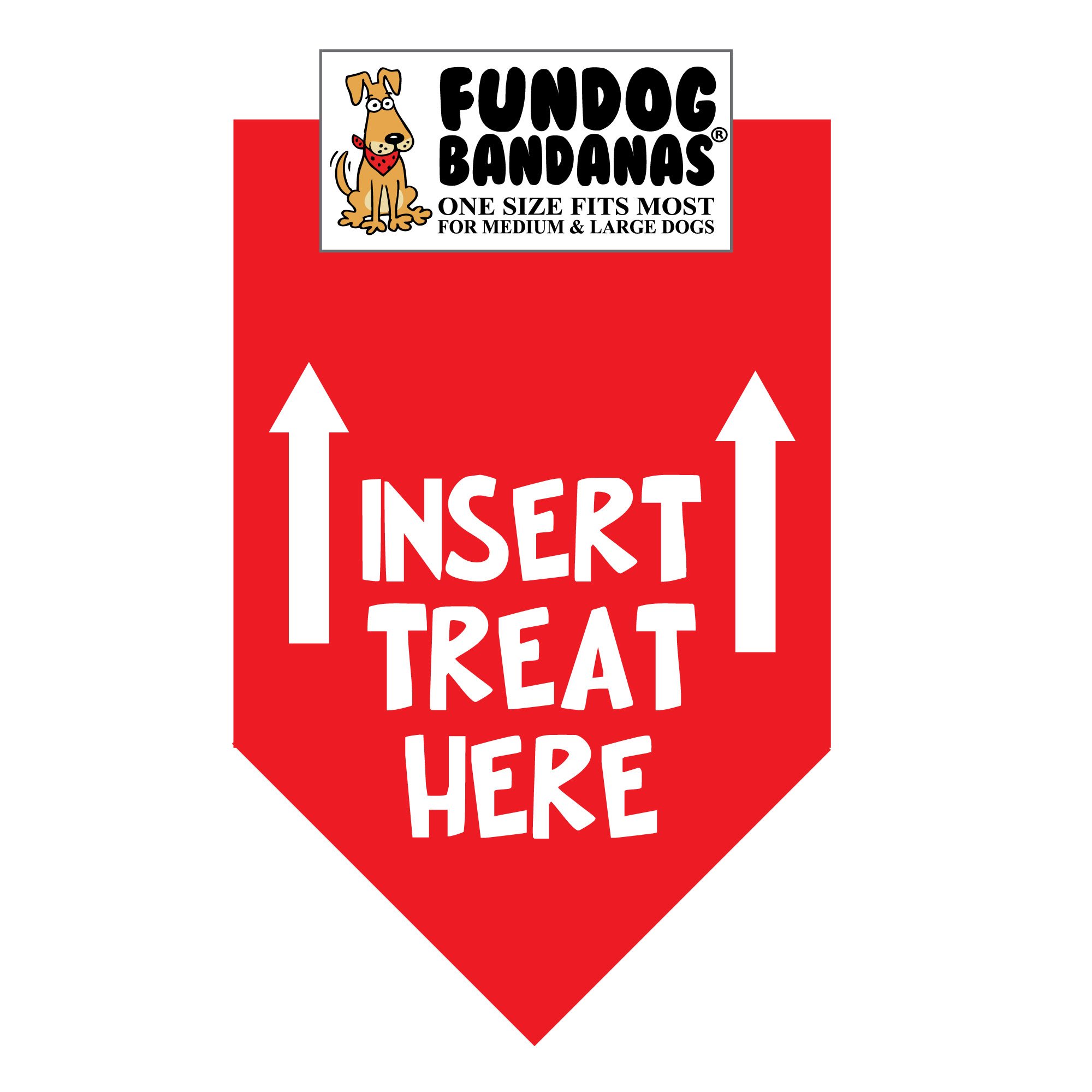 Insert Treat Here Dog Bandana - Adjustable Pet Bandana for Medium to Large Dogs, Red - Perfect for Training, Walks & Special Occasions