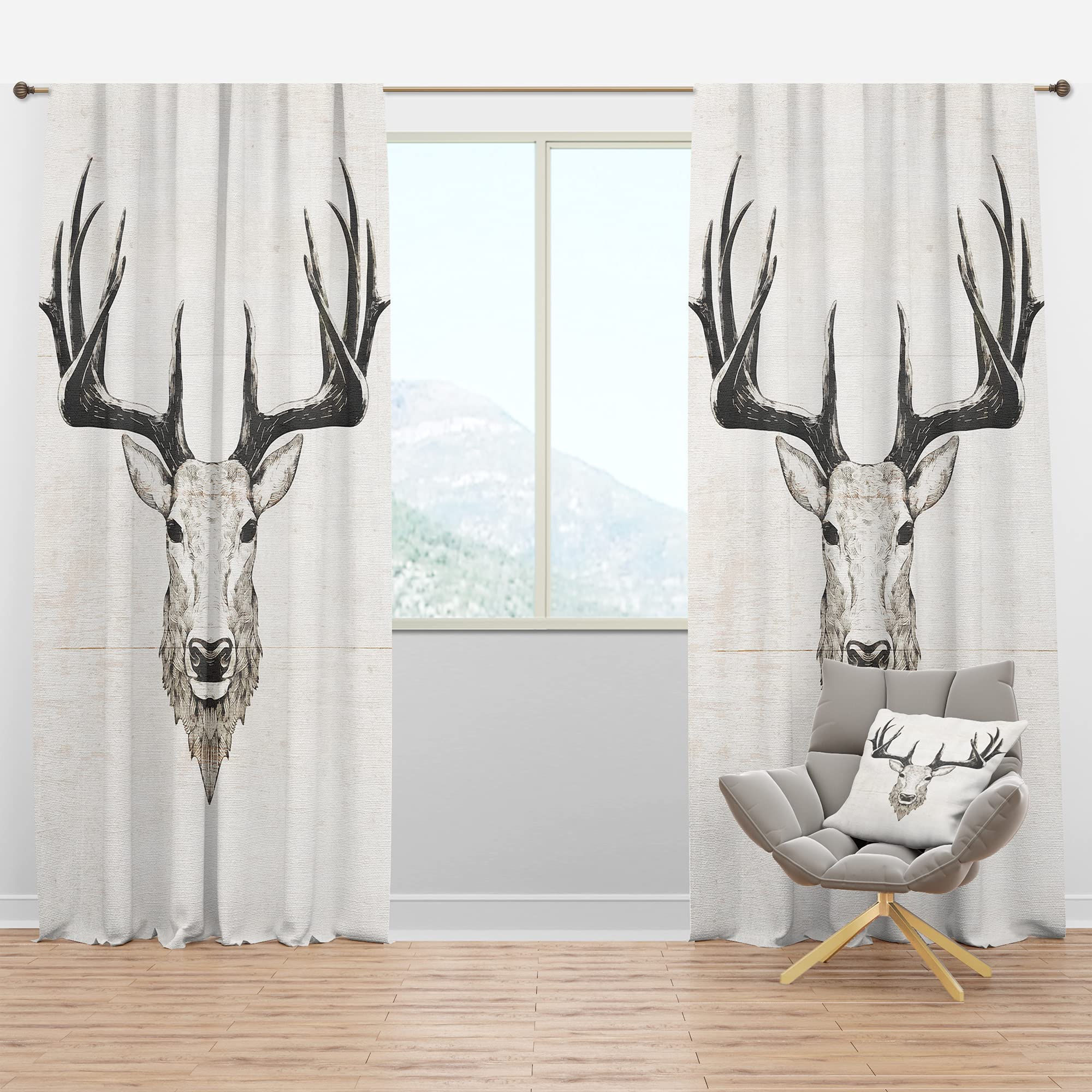 DesignQ Blackout Curtains 'Deer Wild and Beautiful VII' - Thermal Insulated Single Panel (52x90 inches) for Bedroom & Living Room - Perfect for Home Theater, Nursery & Light Control