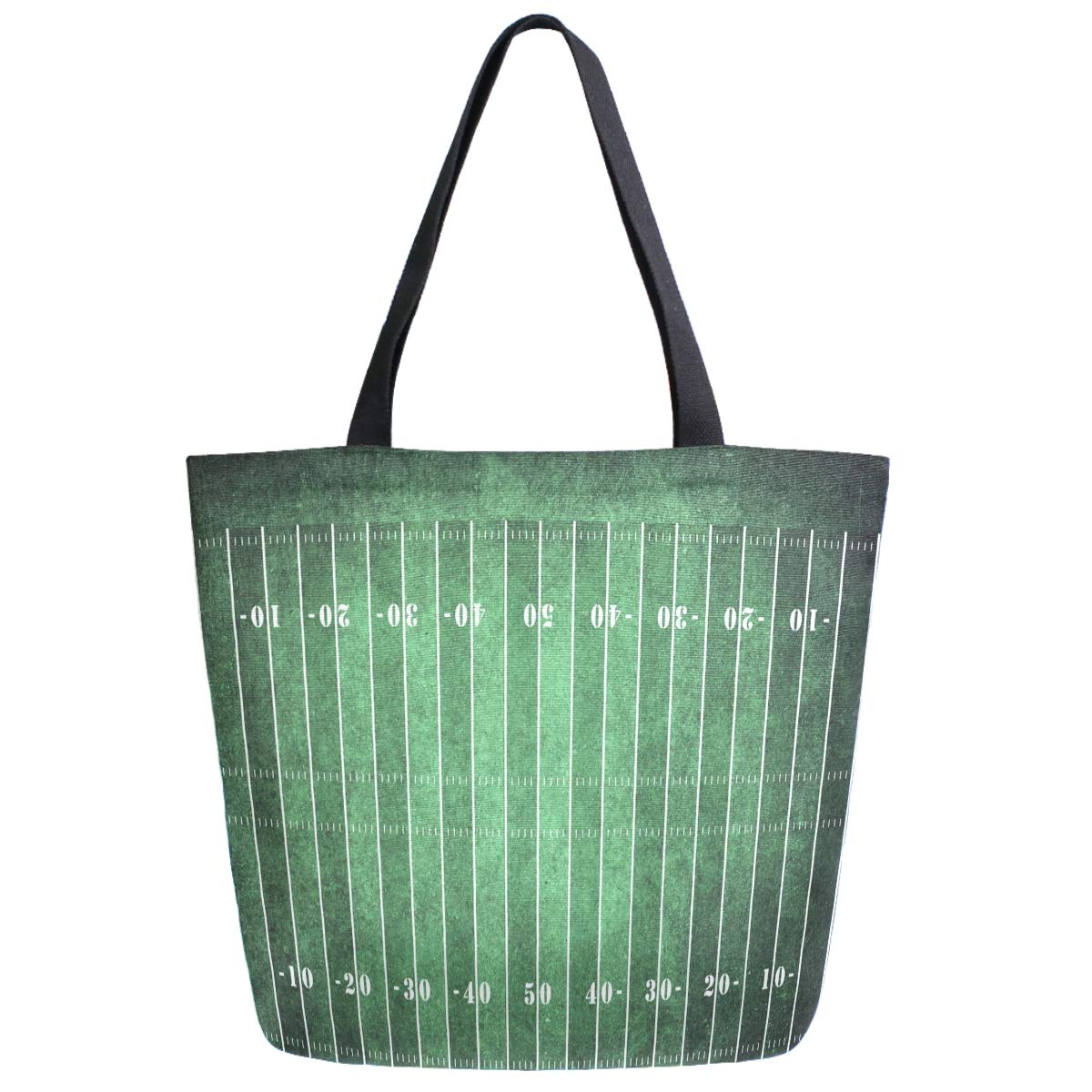 Stylish Extra Large Canvas Shoulder Tote Bag with American Football Field Pattern - Perfect for Gym, Beach, Weekender Travel & Shopping - Durable Top Storage Handle Bag for Sports Fans & Outdoor Activities