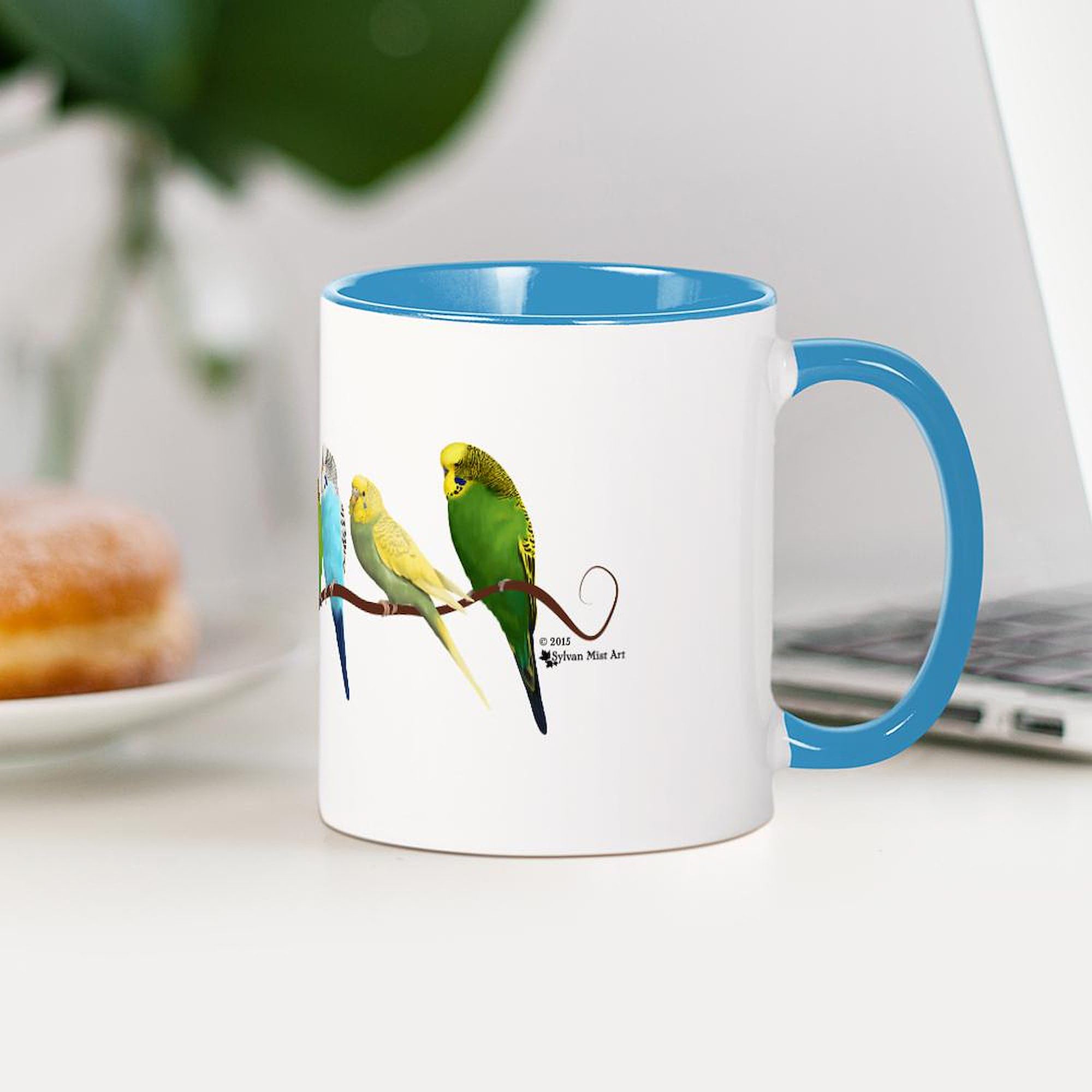 Parakeets & Cockatiels Ceramic Coffee Mug 11 oz (325 ml) - Funny Bird Lover Gift for Tea & Coffee Drinkers - Perfect for Home, Office or Bird Watching Enthusiasts