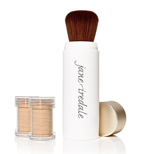 Jane Iredale Amazing Base Refillable Mineral Powder Brush with SPF 20/15 - Buildable Coverage for Flawless Makeup Application, Perfect for On-the-Go Touch Ups & Daily Sun Protection