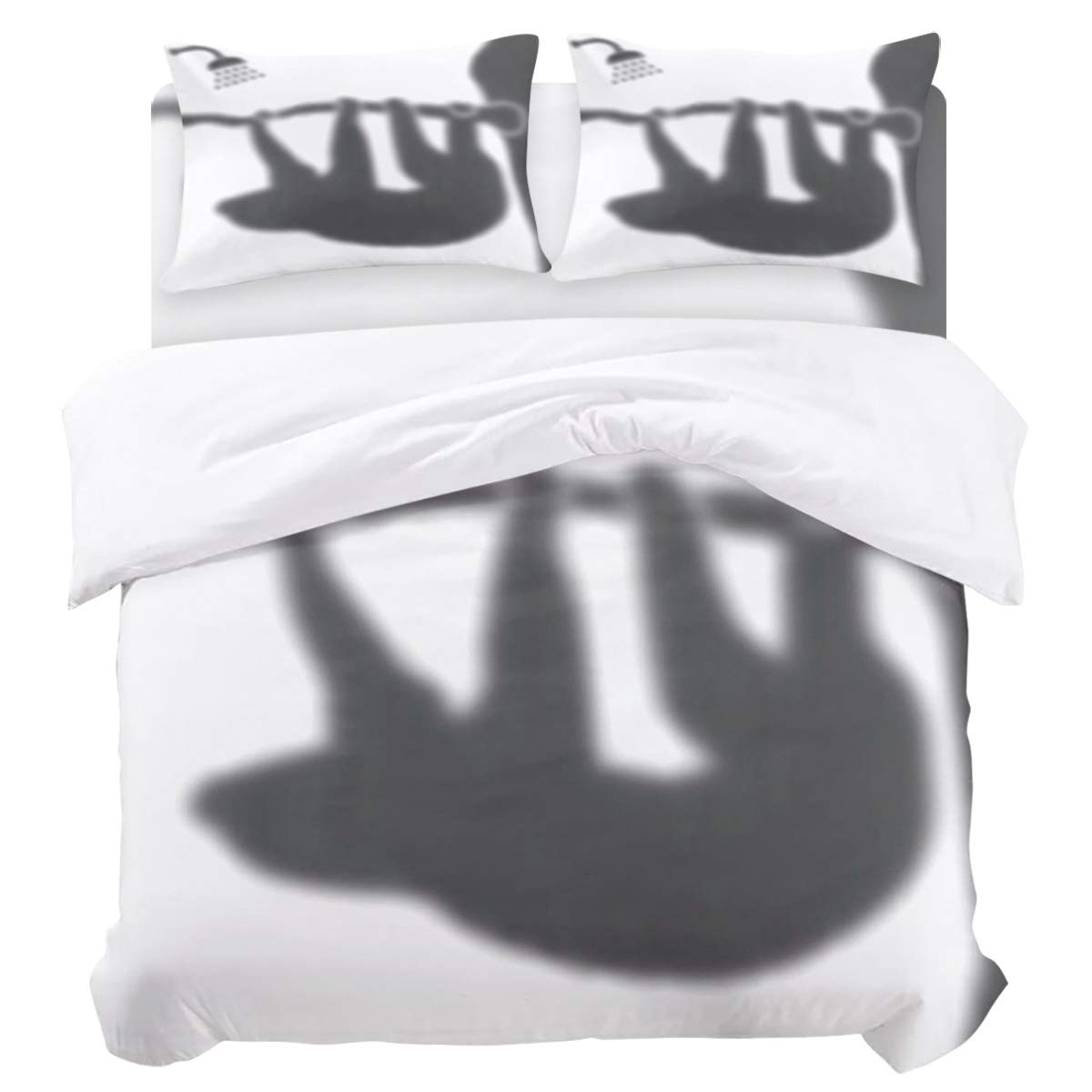 Brawvy 4-Piece Sloth Animal Print Duvet Cover Set - Fun Showering Shadow Design with Zipper & Ties, Twin Size Bedding for Kids & Teens - Perfect for Bedroom, Dorm, or Sleepover Decor