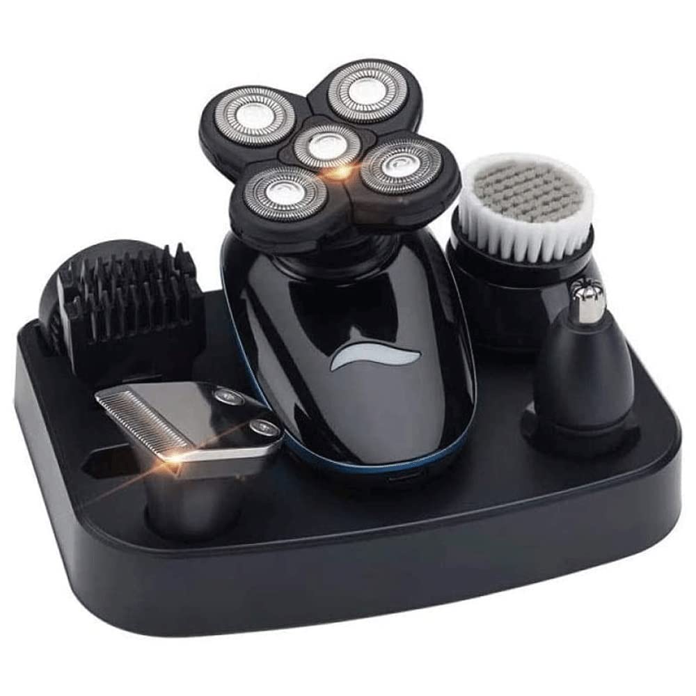 5D Electric Razor for Men - Rechargeable Cordless Wet/Dry Shaver with Nose & Ear Trimmer, Clippers & Facial Cleansing - Waterproof Grooming Kit for Travel, Home & Gym Use