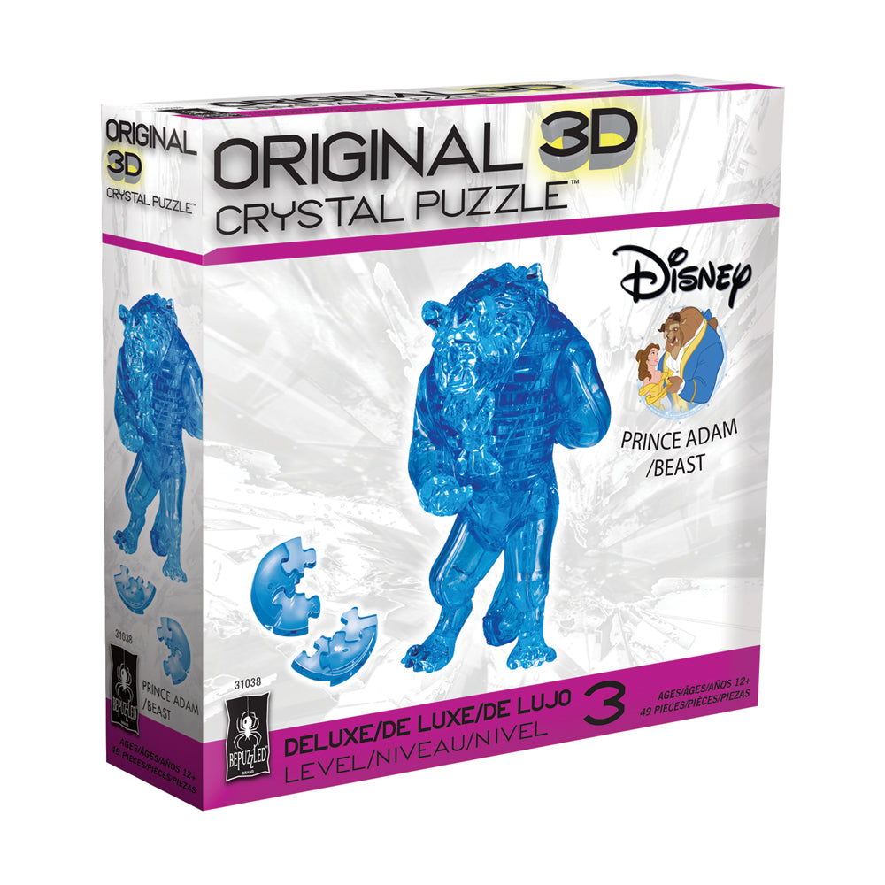 BePuzzled Disney Prince Adam/Beast 3D Crystal Puzzle - 49 Piece Brain Teaser for Adults & Teens | Perfect Gift for Disney Fans & Puzzle Lovers | Great for Family Game Night & Stress Relief