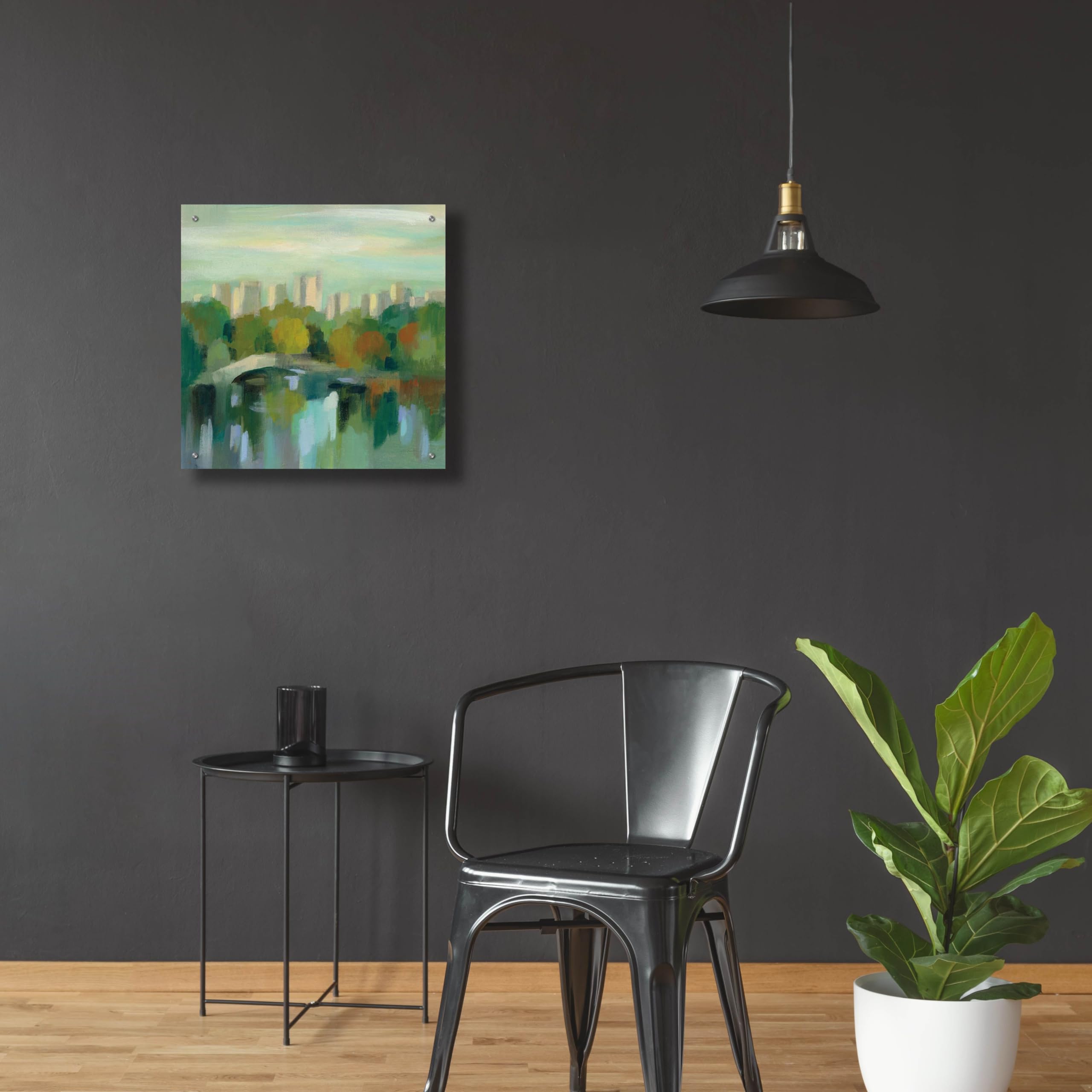 Silvia Vassileva 'Manhattan Sketches III' Acrylic Glass Wall Art - 24x24 Inches Modern Abstract Painting for Living Room, Office & Bedroom Decor