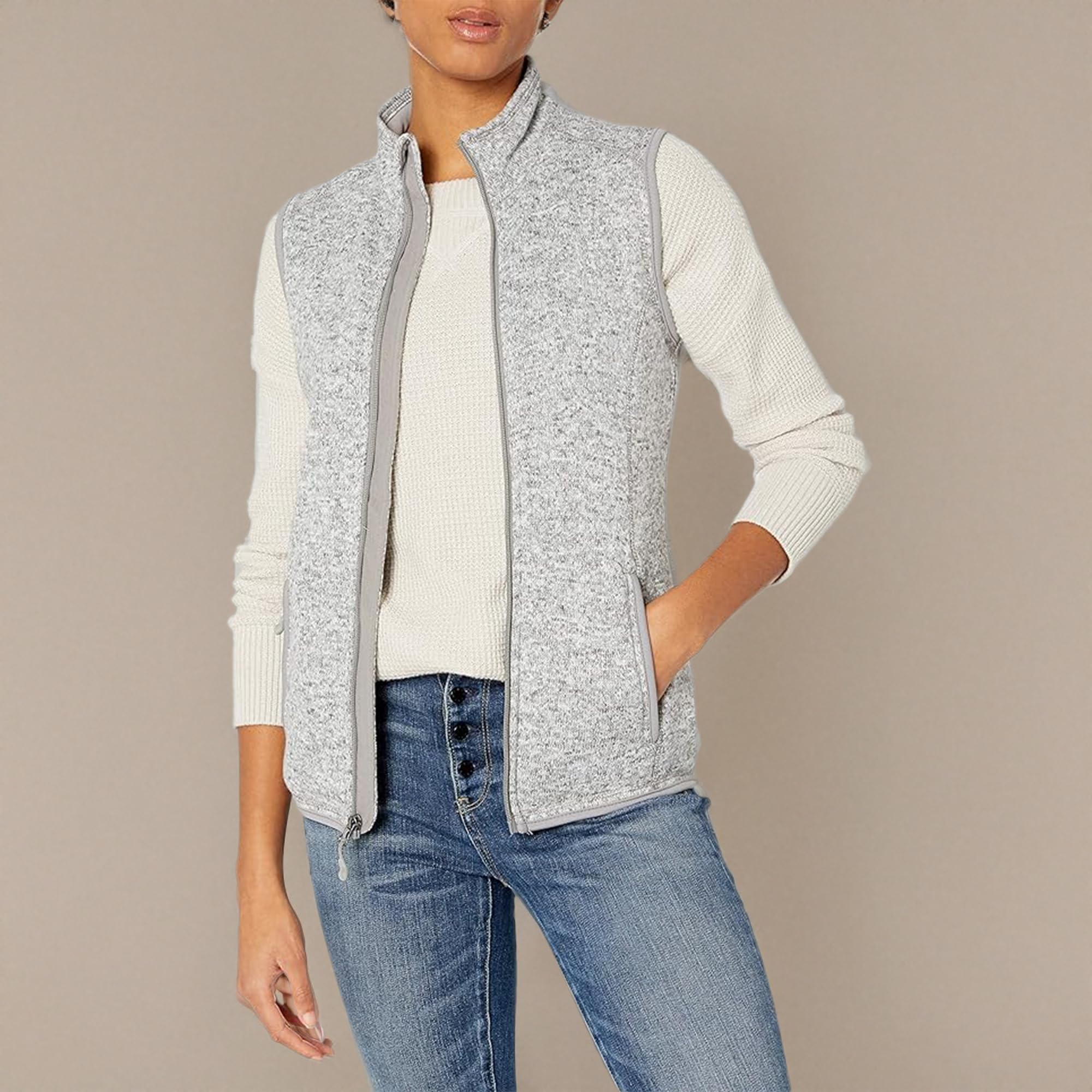 Charles River Apparel Women's Pacific Heathered Sweater Fleece Vest - Lightweight Warm Layering for Outdoor Hiking, Camping & Casual Wear