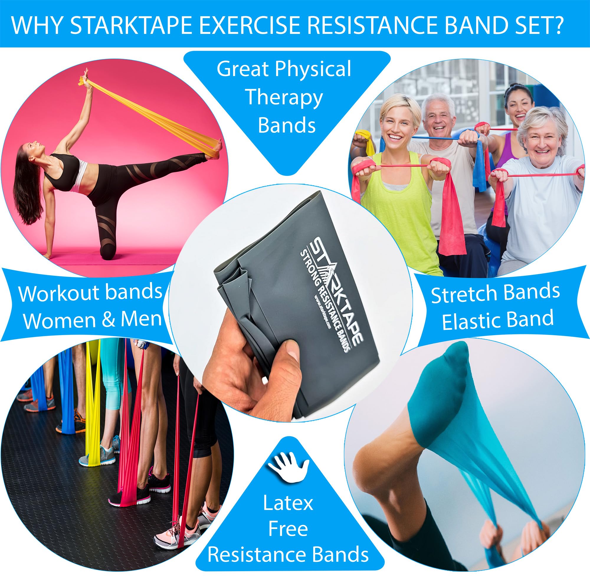 Premium Resistance Bands Set - 3 or 5 Pack Non-Latex Elastic Exercise Bands for Physical Therapy, Strength Training & Home Workouts | Ideal for Yoga, Pilates, Gym & Rehabilitation | Perfect for Home Fitness, Travel & Physical Therapy Recovery