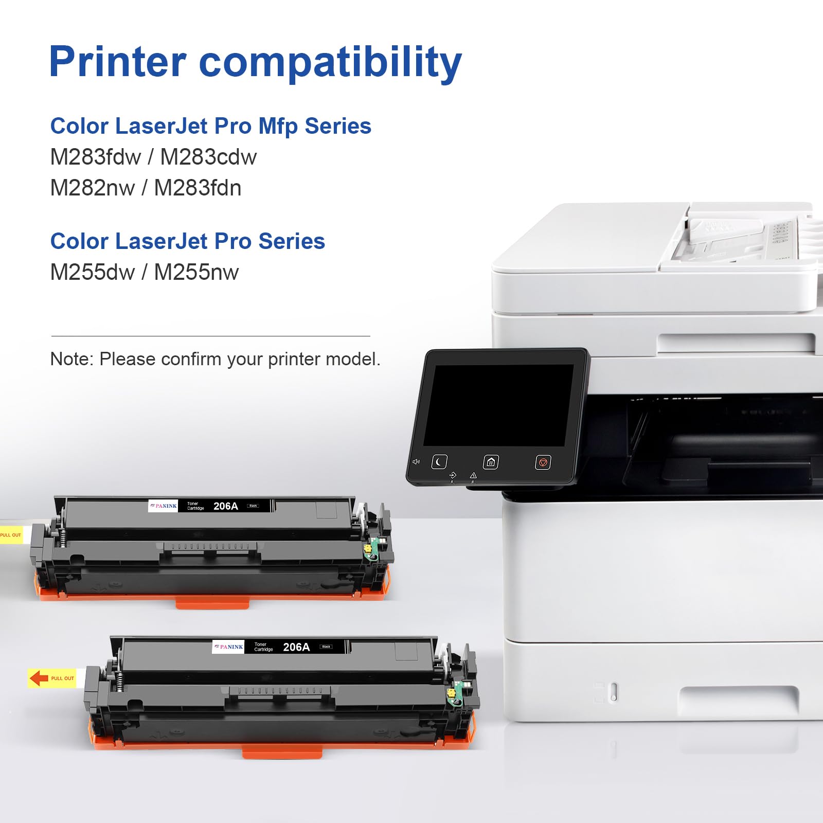 HP 206A/206X Compatible Toner Cartridges (2-Pack Black) - Replacement for W2110A/W2110X - Works with HP Color Pro MFP M283fdw/M255dw/M283cdw Printers - High Yield Printing for Home & Office Use