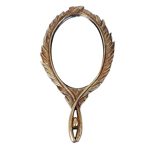 Vintage Baroque Style Handheld Makeup Mirror - Golden Cosmetic Mirror with Stand, Portable Travel Mirror for Vanity, Dressing Table & Makeup Application (1pc)