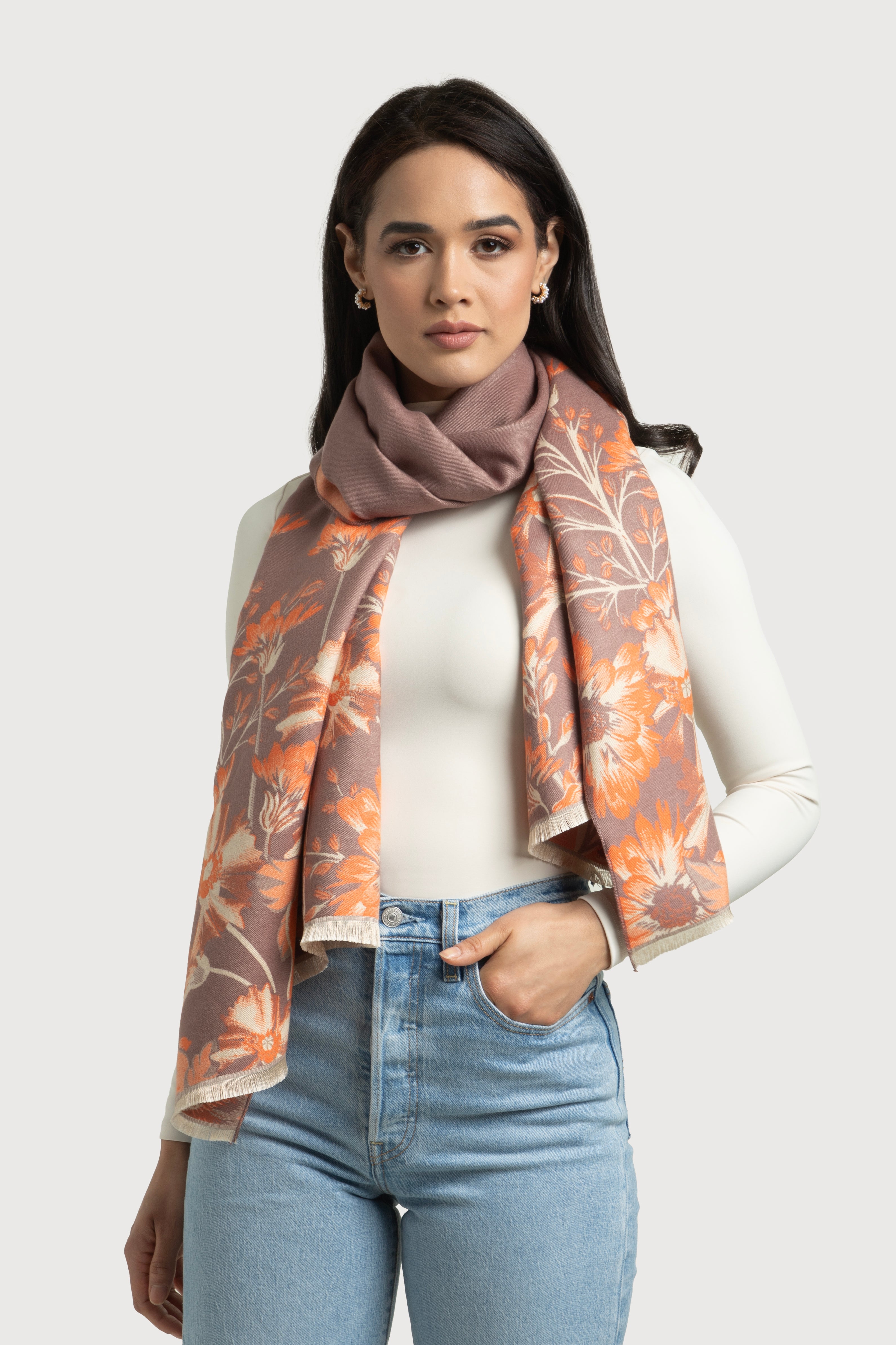 Reversible Floral Oversized Scarf - Soft Winter Shawl Wrap for Women - Perfect for Cold Weather, Travel & Fashion Accessories
