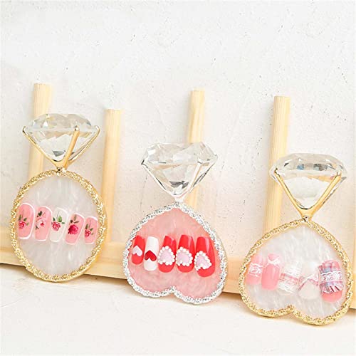 RMISODO 3-Piece Nail Display Stand Set - Diamond False Nail Palette & Gel Display Photo Props - Nail Polish Mixing Tray for DIY Manicure - Perfect for Salon, Home Nail Art & Photography Backdrops