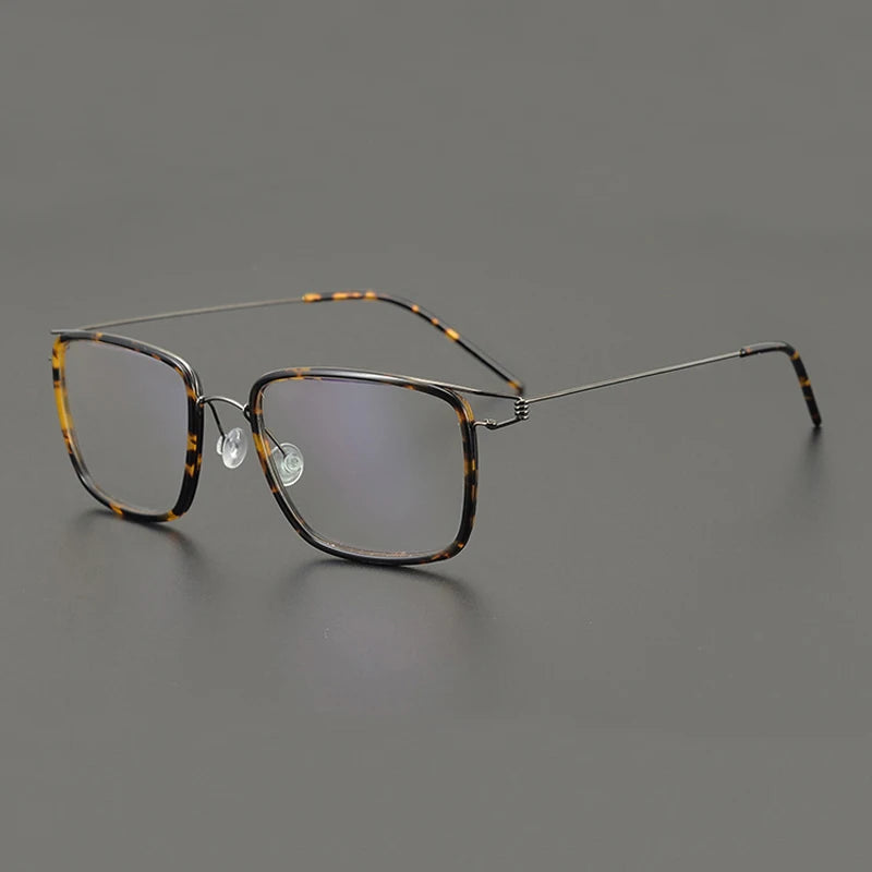 Stylish Unisex Black Titanium Square Screwless Eyeglasses Frame 6062 - Lightweight & Durable for Work, Reading & Fashion