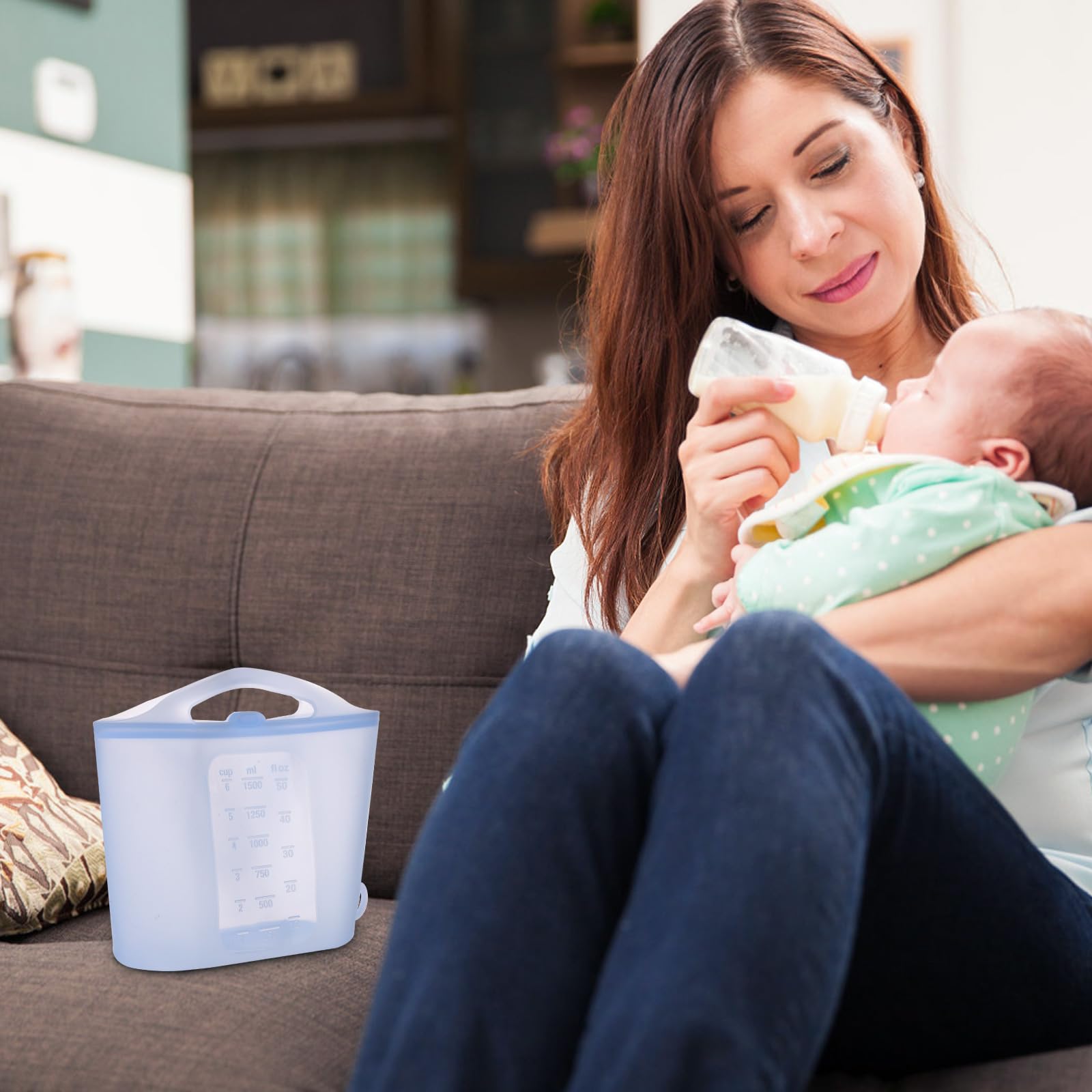 Baby Bottle Sterilizer Microwave Steam Sterilizer - 1.5L Reusable Silicone Steaming Bag for Breast Pump Parts, Pacifiers & Teethers - Essential Travel & Home Accessory for Moms (Blue) - Perfect for Daycare, Traveling & Quick Sterilization at Home
