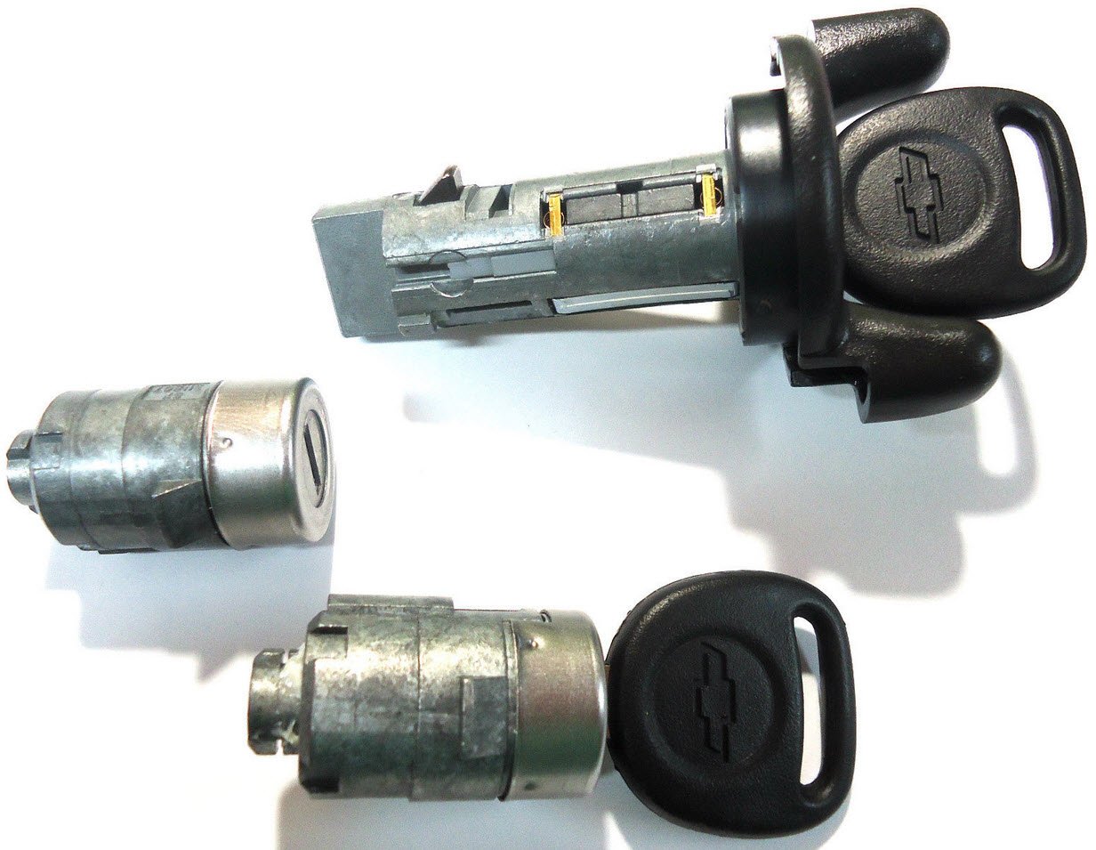 OEM Ignition Switch Lock Cylinder & 2 Door Lock Cylinders with 2 Keys for Select Chevrolet Models - Perfect for Replacement & Security Upgrade