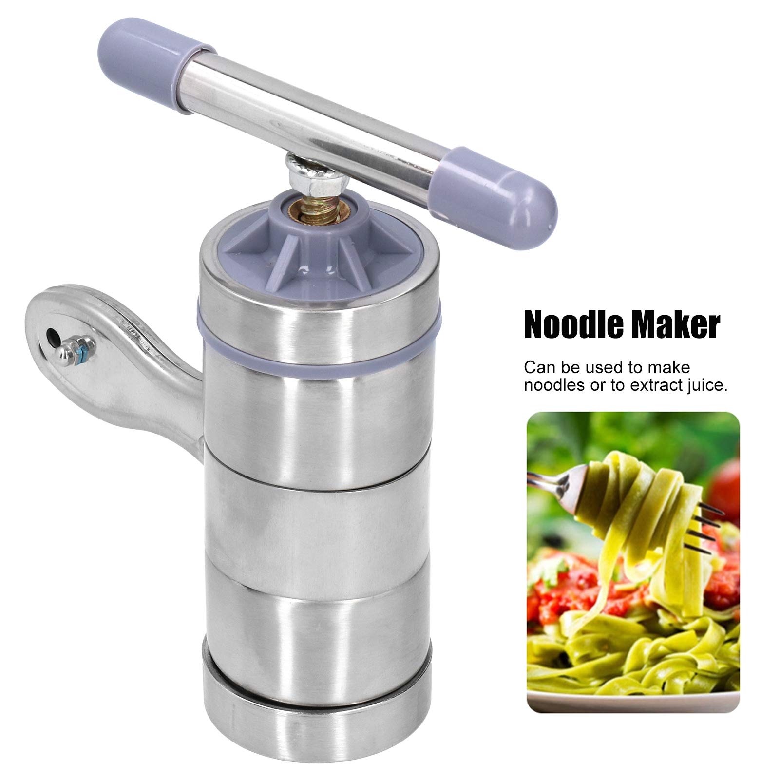 Stainless Steel Manual Noodle Maker Machine - Hand Crank Pasta Press with 5 Dough Attachments for Homemade Noodles, Spaghetti & Fresh Pasta | Perfect for Italian Cuisine, Asian Dishes & Family Cooking