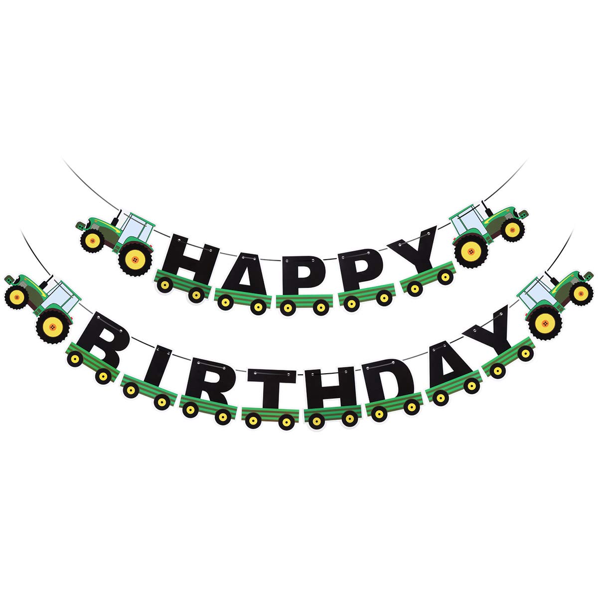 Amosfun Green Tractor Birthday Banner & Garland Bunting - Farm Theme Party Decorations for Kids Birthday, Baby Shower, and Tractor Themed Events