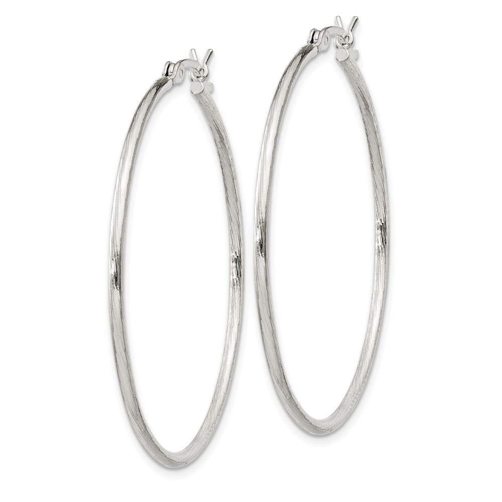 The Black Bow 1.5mm Sterling Silver Textured Round Hoop Earrings, 40mm - Perfect for Casual Outings and Evening Events