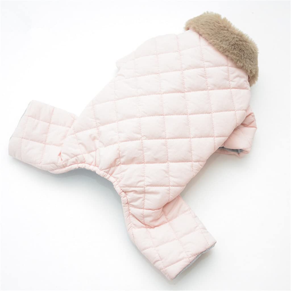 HMKGKJ Winter Dog Jumpsuit with Fur Collar - Warm Puppy Outfit, Dog Coat & Overalls for Small Dogs (Size S) - Perfect for Cold Weather Walks, Outdoor Adventures & Holiday Pet Costumes