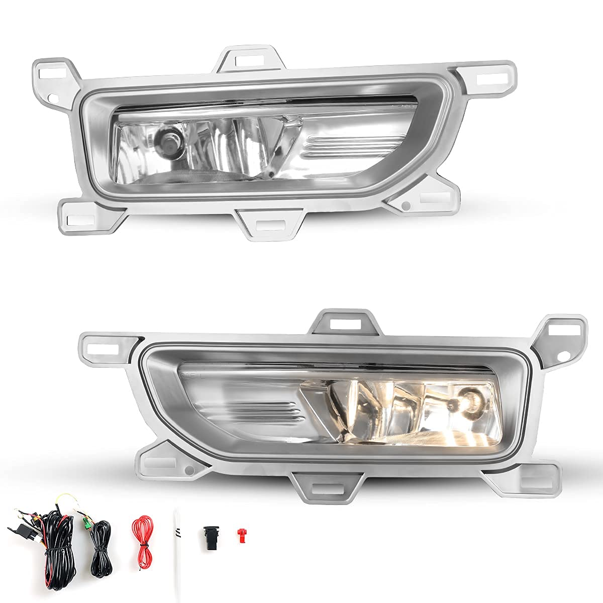 ROXX Fog Lights Assembly for 2020-2025 Nissan Titan - Chrome Bezel Fog Lamps Kit with Wiring Harness & Switch (H8 Halogen Bulb Included) - Perfect for Night Driving & Off-Road Adventures
