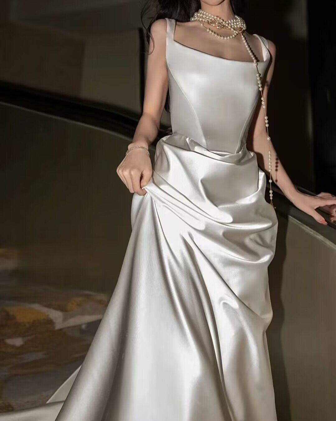 French Style White Satin A-Line Elegant Prom Dress J2843 - Perfect for Homecoming, Formal Dances & Special Occasions