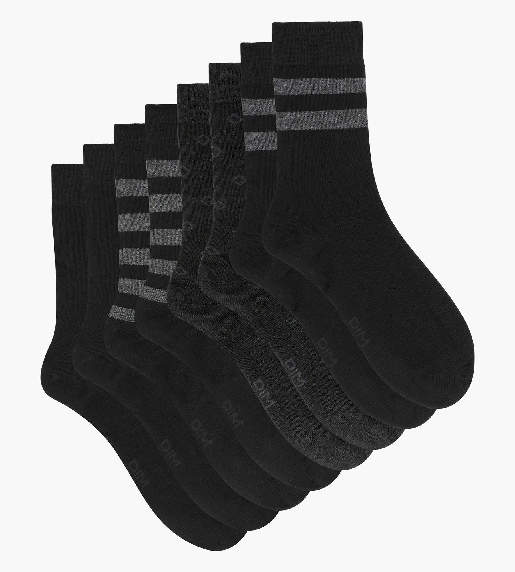 4 Pack Men's Striped Cotton Socks - Black EcoDim Style - Comfortable Casual & Athletic Wear for Everyday Use