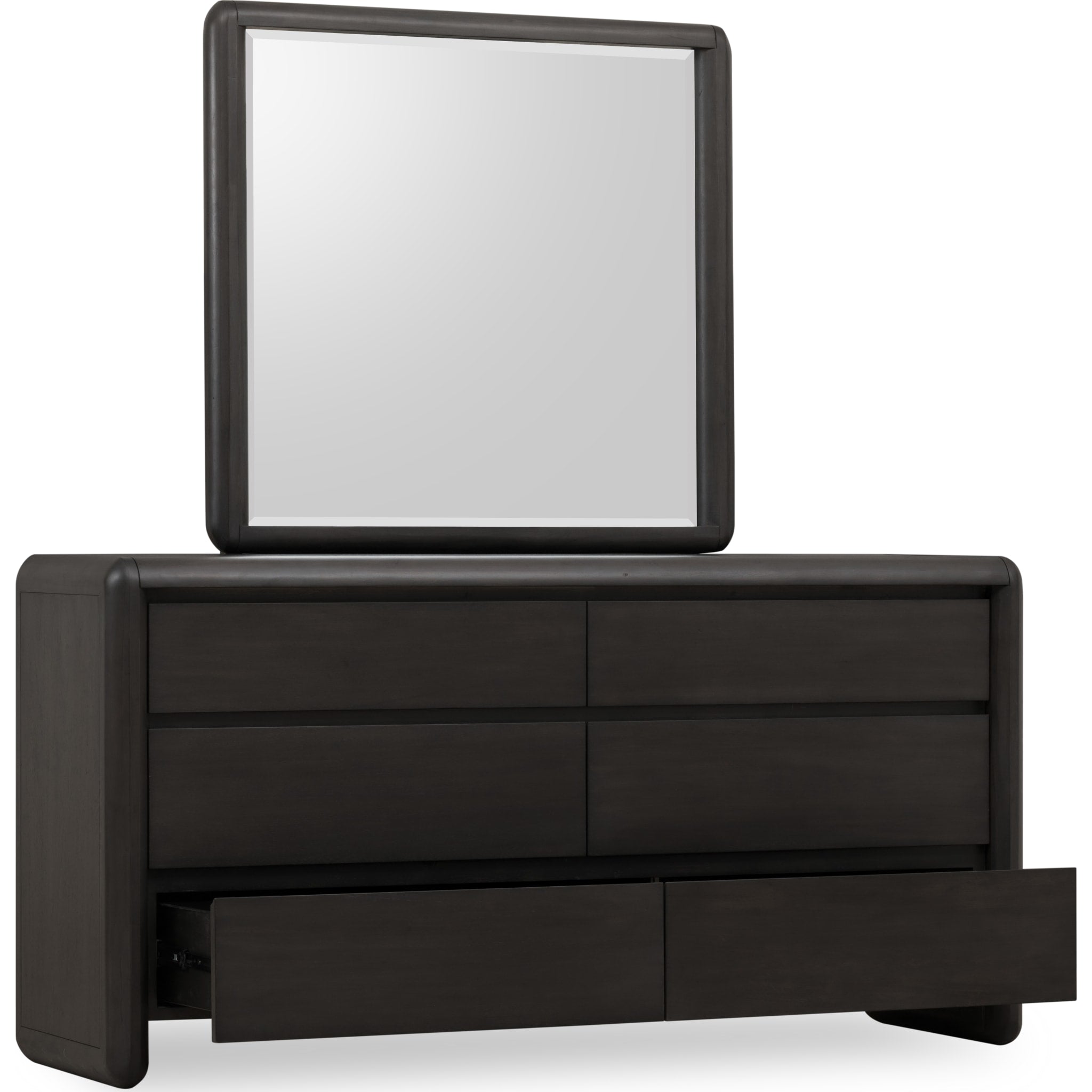 Xolani 6-Drawer Acacia Wood Dresser in Jaguar Finish - Stylish Bedroom Storage for Clothes, Linens & Accessories