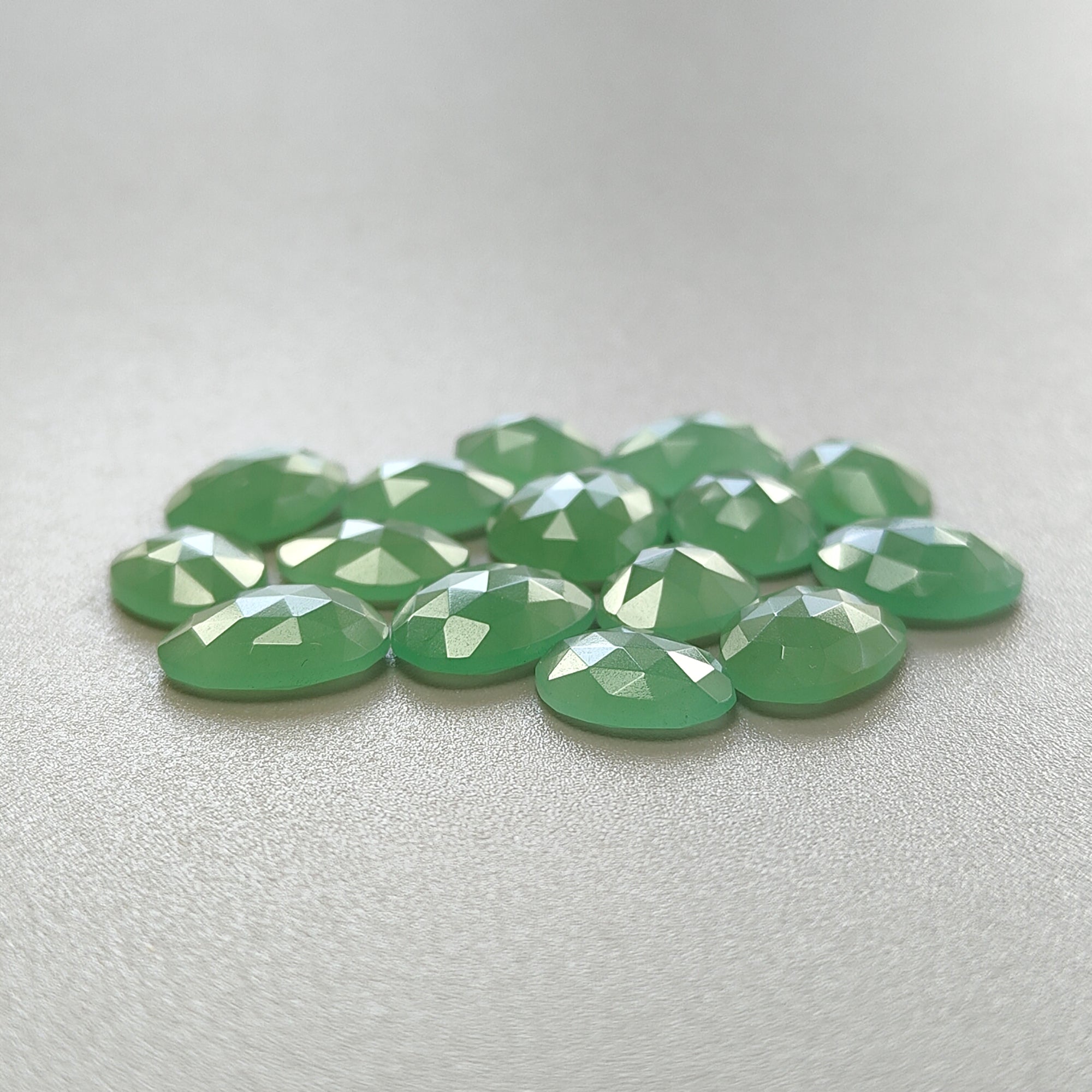 Natural Green Quartz Gemstone Rose Cut - Untreated, Unheated, Double-Sided Faceted for Jewelry Making & Healing Crystals | Unique Uneven Shape, Bulk Lot for DIY Crafts, Spiritual Healing & Energy Work