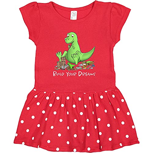 Inktastic Build Your Dreams Dinosaur Crafting Toddler Dress - Cute Dino Print Kids Outfit for Playdates, Birthday Parties & Preschool Activities