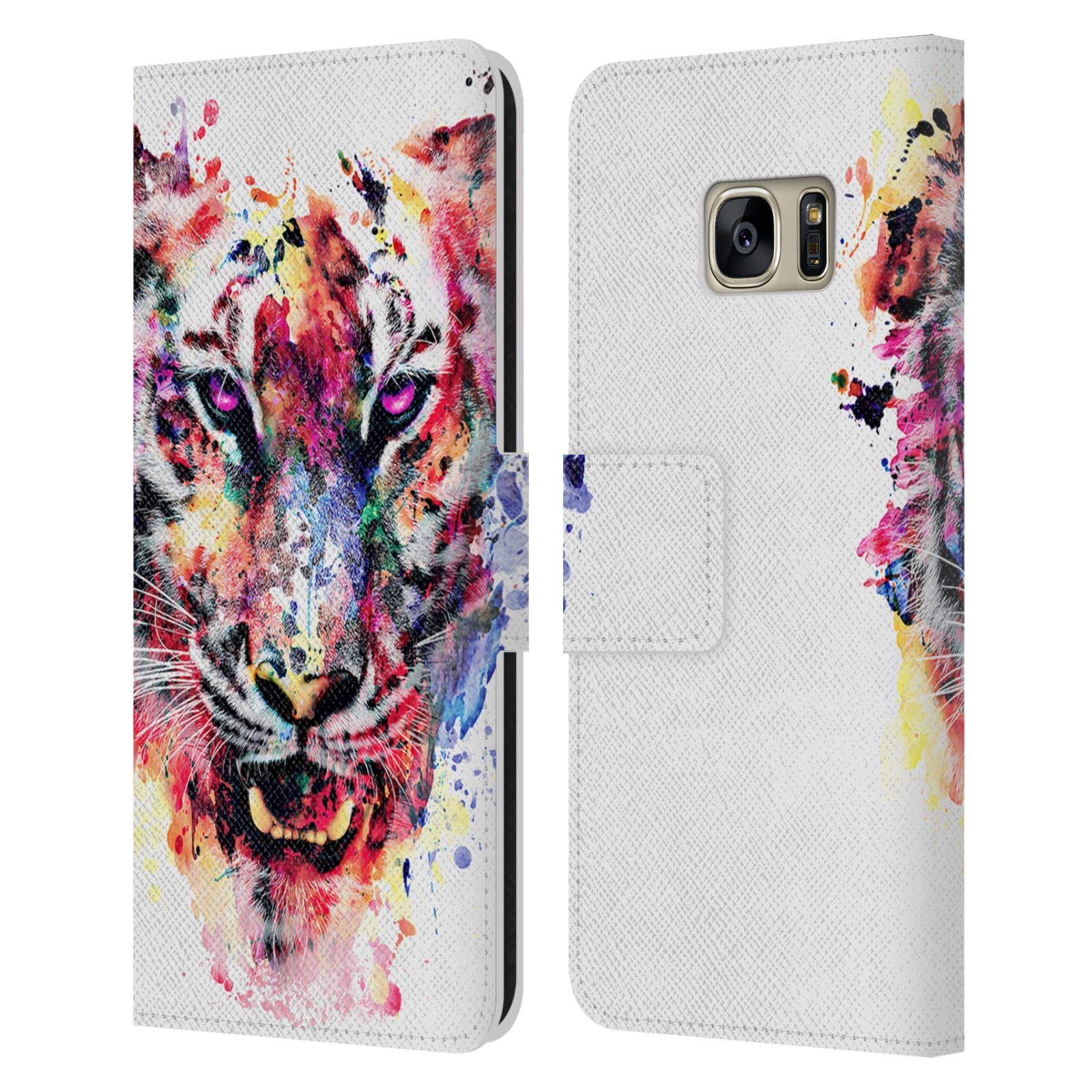 Head Case Designs Officially Licensed Riza Peker Eye of The Tiger Leather Book Wallet Case Cover for Samsung Galaxy S7 - Stylish Protection for Work & Travel