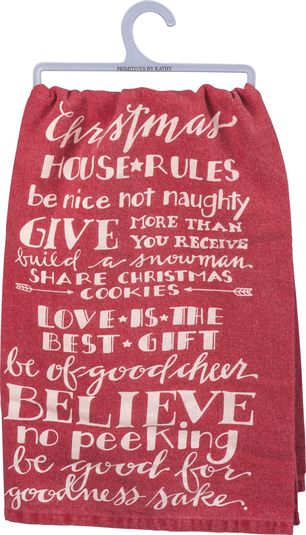 Christmas House Rules Kitchen Towel - Holiday Home Decor & Festive Kitchen Accessories - Perfect for Holiday Cooking, Baking, and Seasonal Home Decorating