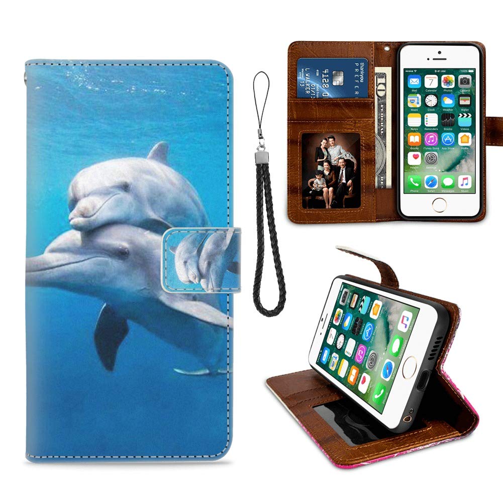 Premium iPhone 6/6S Wallet Case - Slim TPU Leather Flip Cover with Card Slot & RFID Protection | Perfect for Travel, Shopping & Everyday Use | Dolphin Lover Design