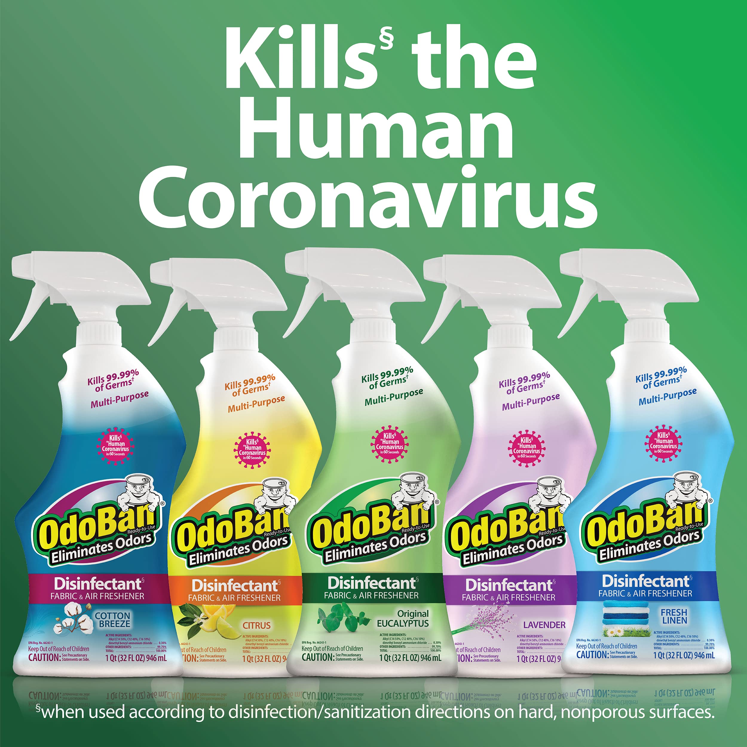 OdoBan Ready-to-Use Disinfectant Spray & Odor Eliminator - 3 Pack (32oz Each) - Fresh Lavender Scent | Kills 99.9% Germs | Multi-Surface Cleaner for Home, Office & Gym