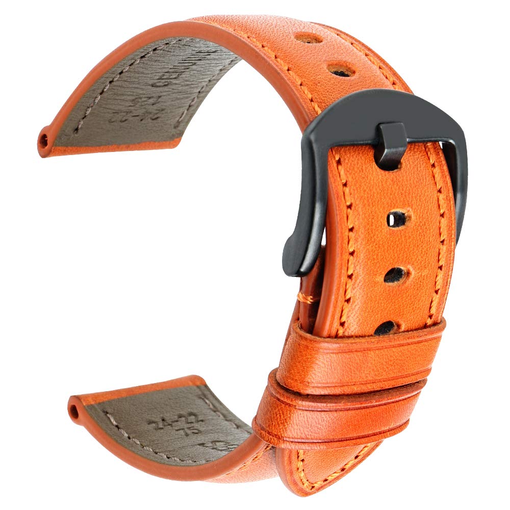 Vintage Leather Watch Strap - Genuine Leather Watch Band for Men & Women - 20mm 22mm 24mm Replacement Band for Samsung & Smart Watches - Handmade Classic Wristband in 4 Colors - Perfect for Daily Wear, Office & Formal Occasions